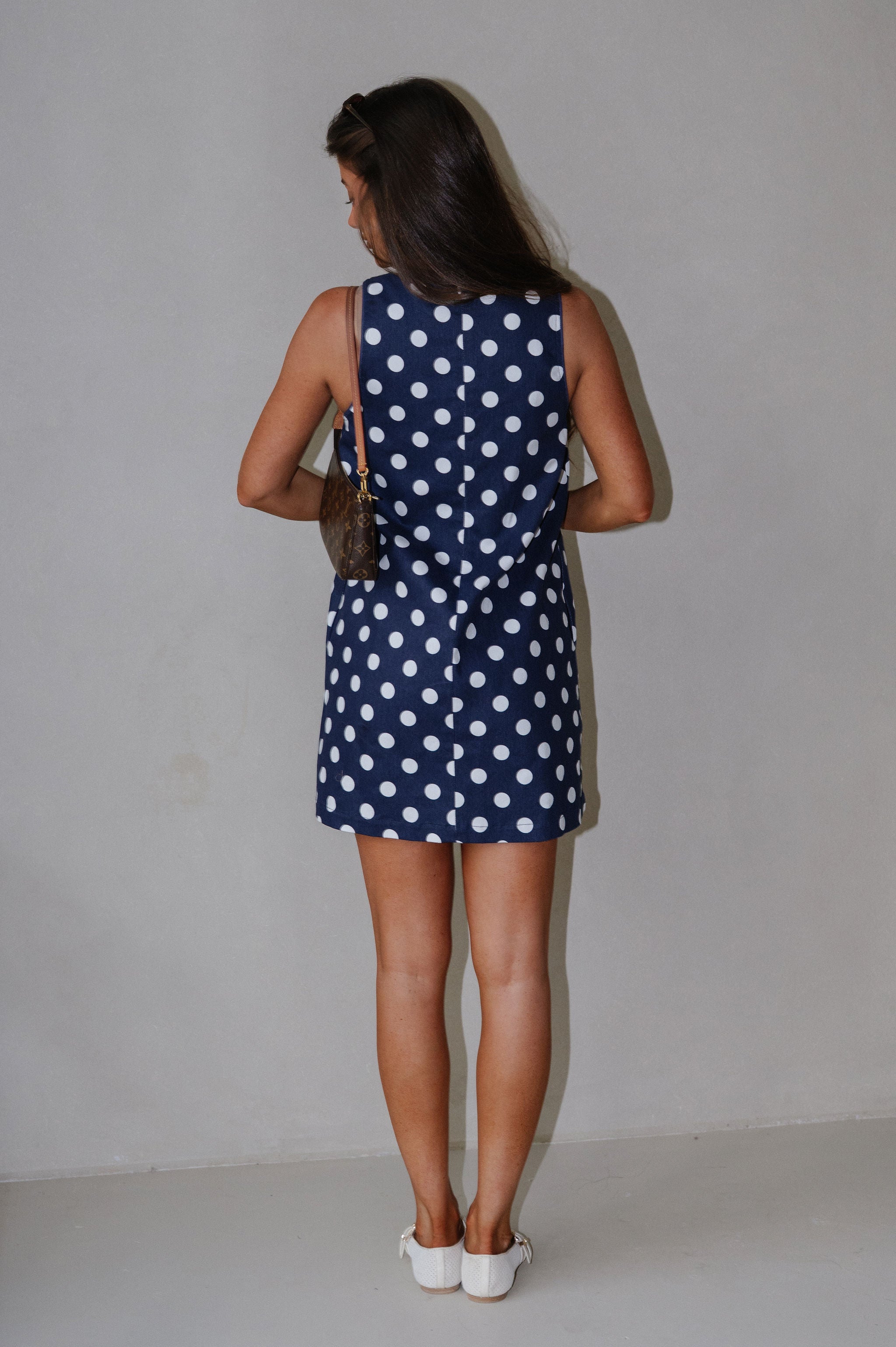 Harrison Polka Dot Mini Dress-Navy