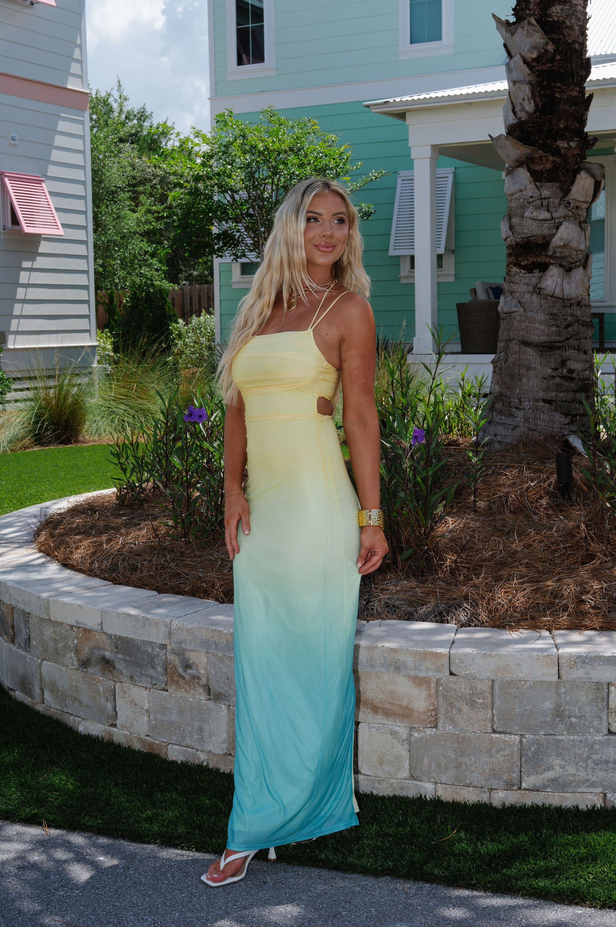 Poppi Ombre Maxi Dress-Lemon