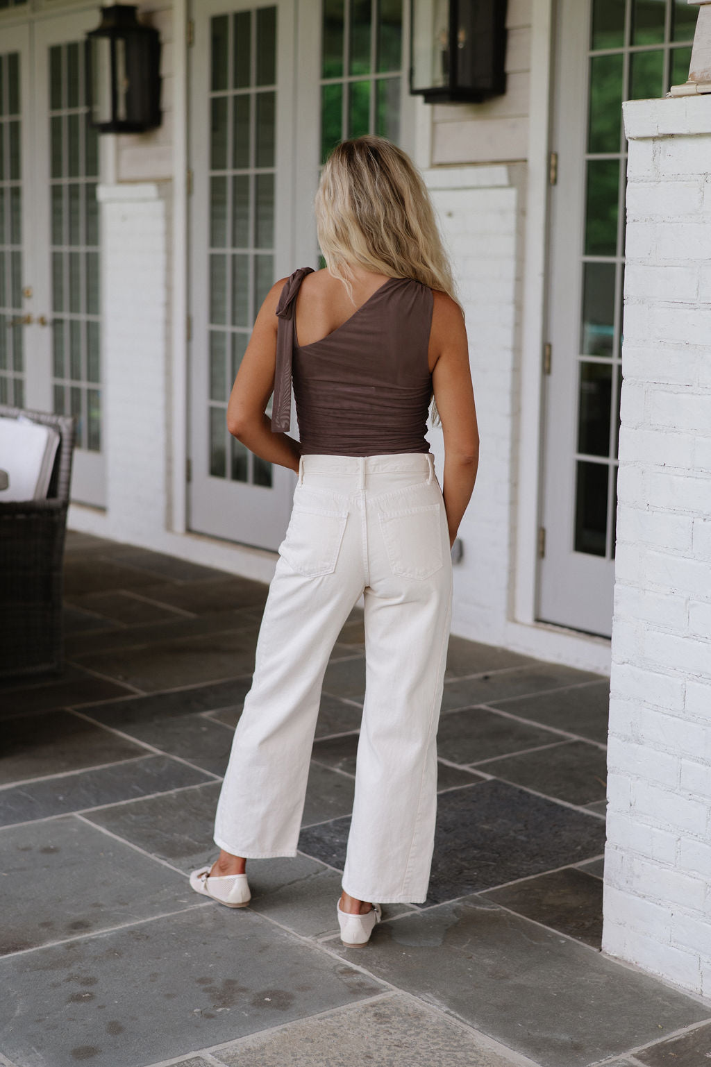 Carsen Ruched Top-Mocha