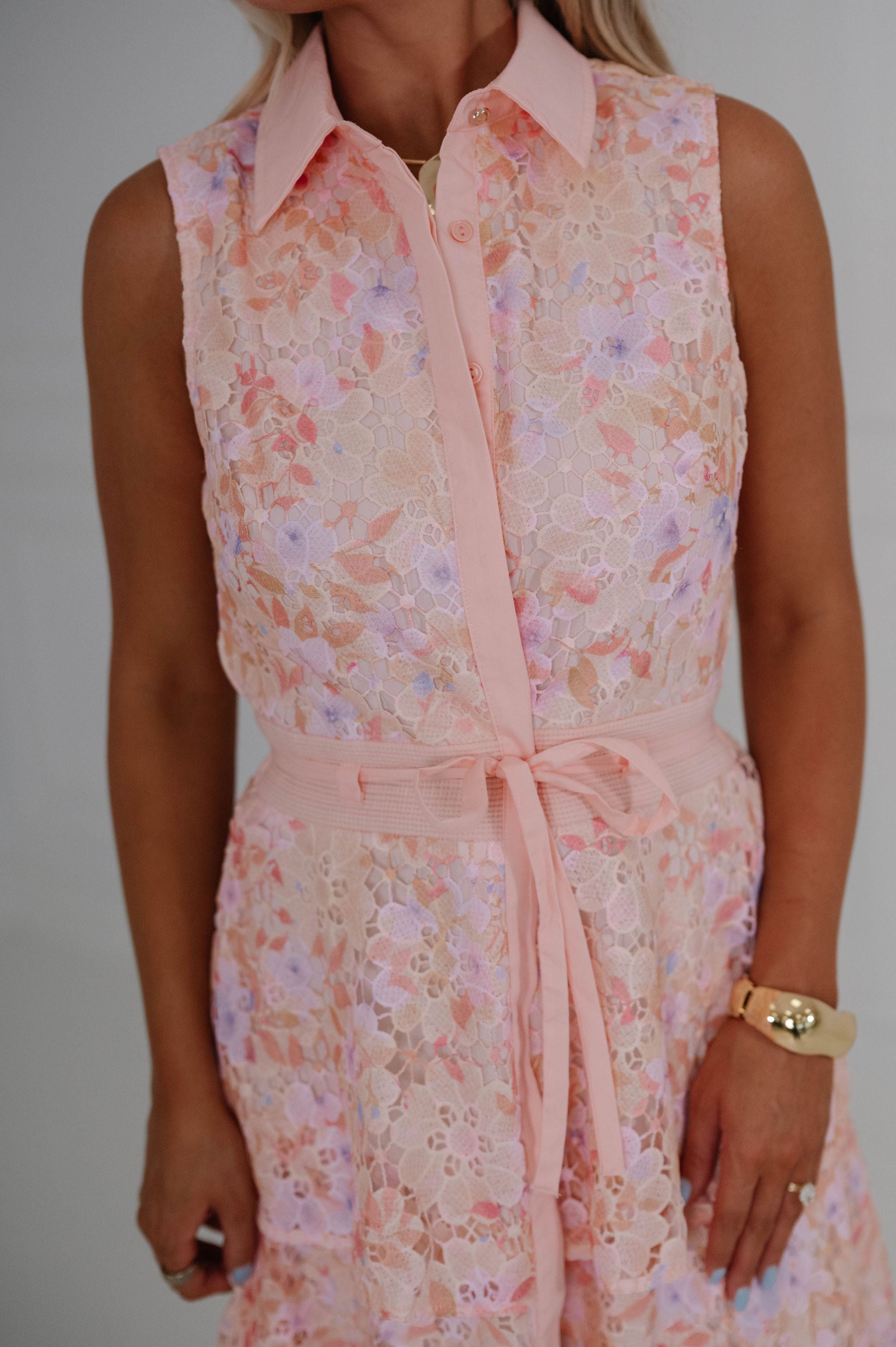 Floral Eyelet Tired Midi Dress-Coral/Lilac