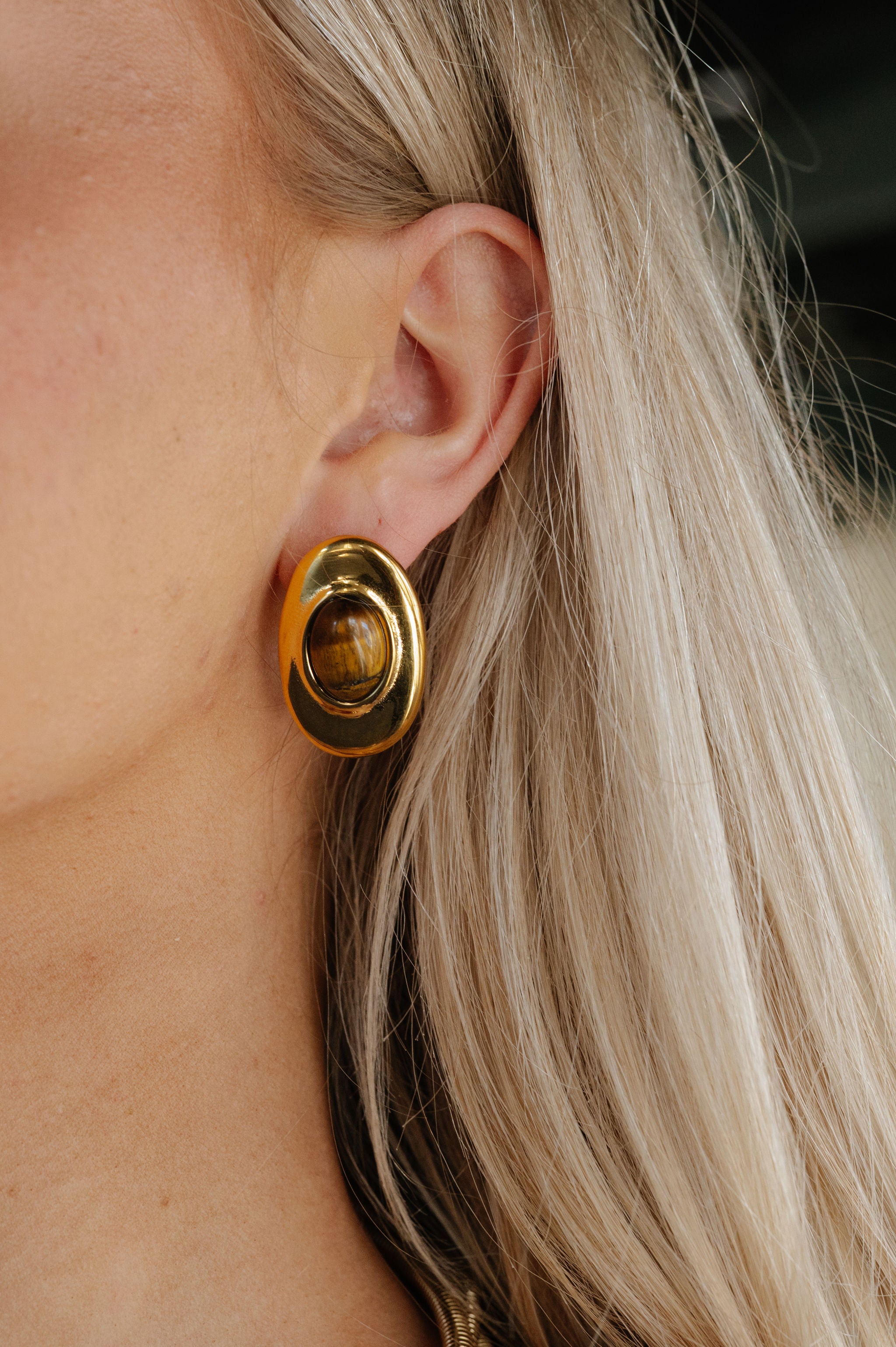 Oval Statement Studs-Gold *Final Sale*
