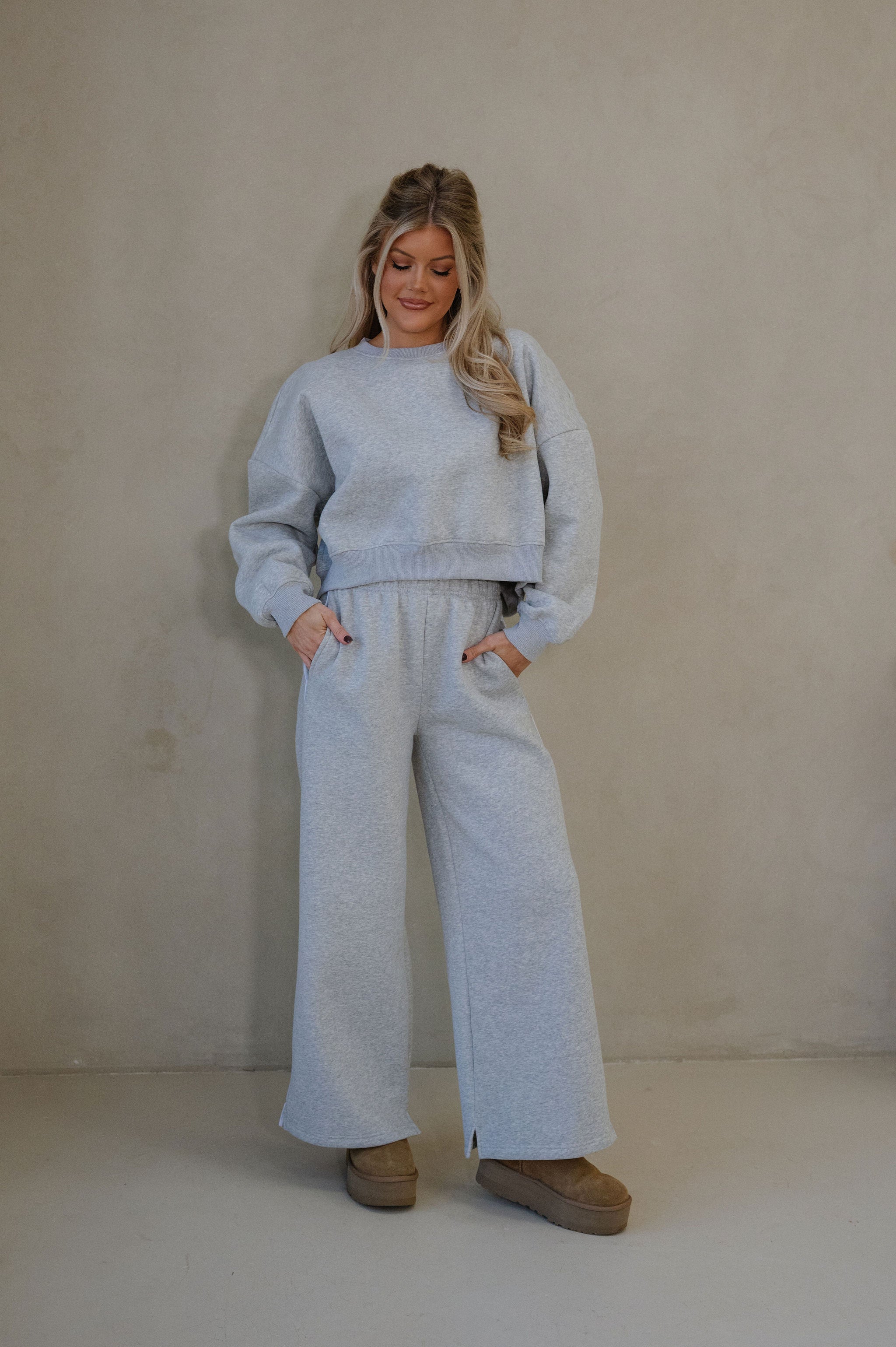 Lucky Cozy Fleece Crewneck-Grey