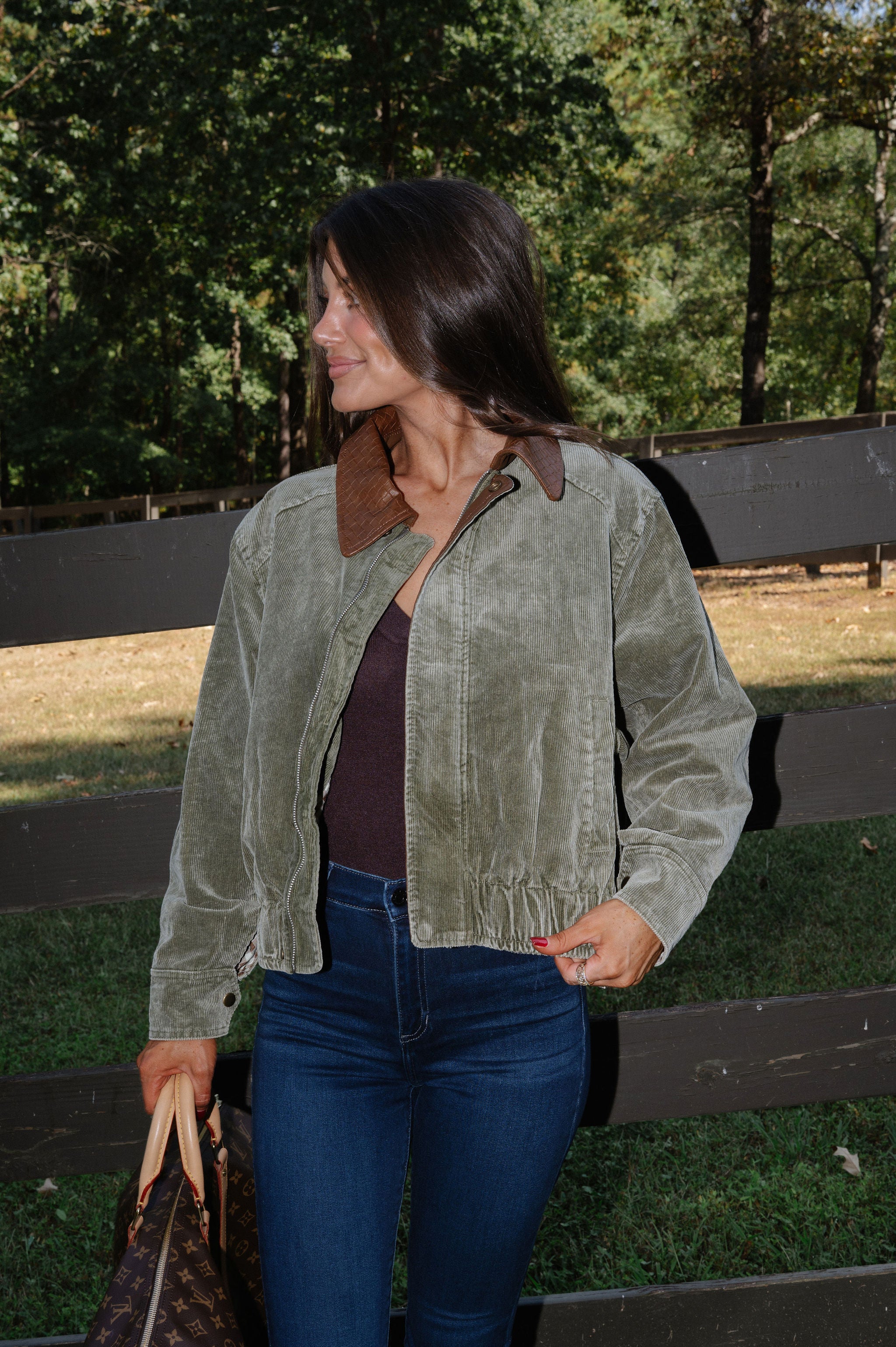 Mineral Washed Corduroy Jacket- Olive