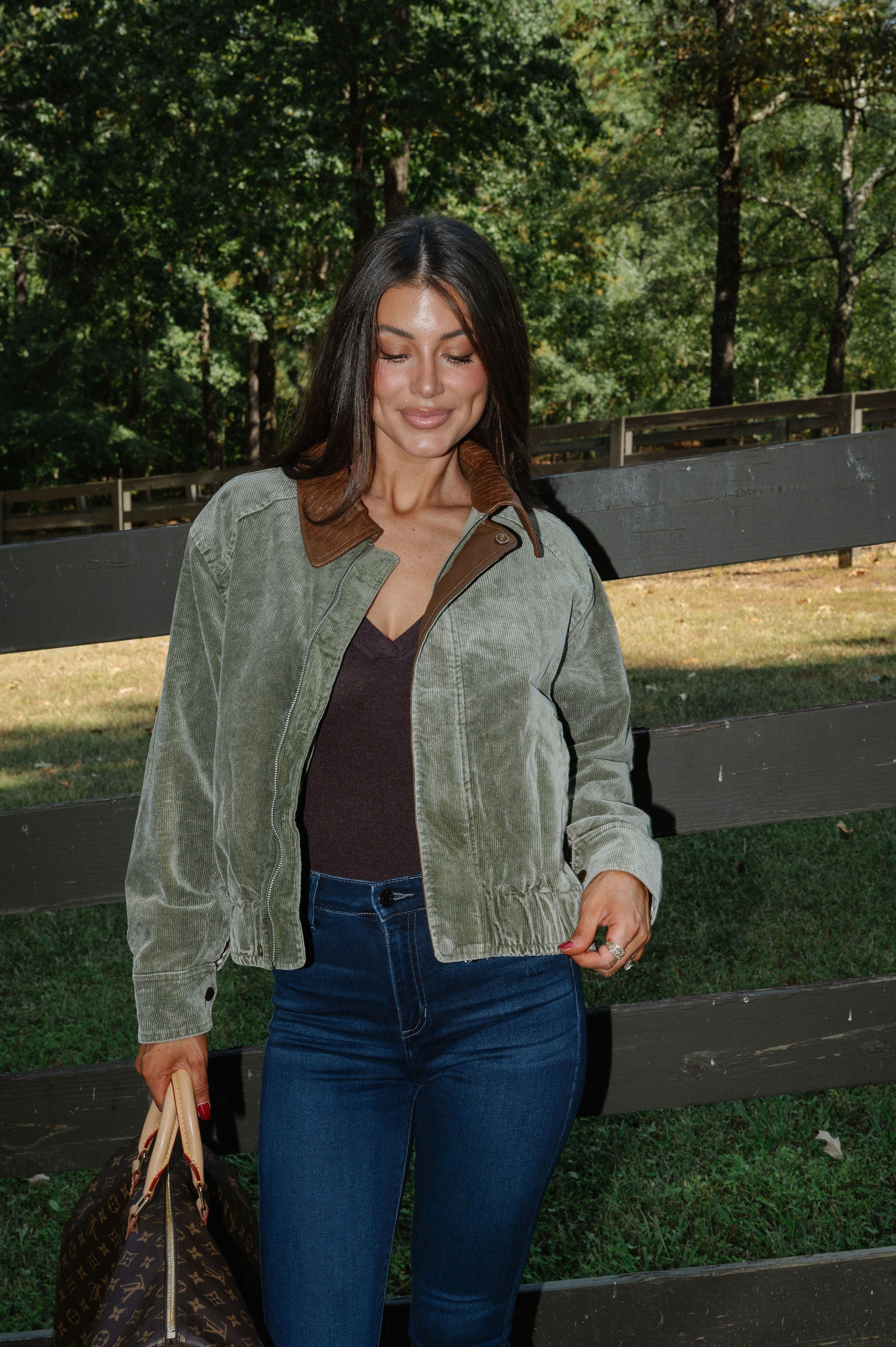 Mineral Washed Corduroy Jacket- Olive