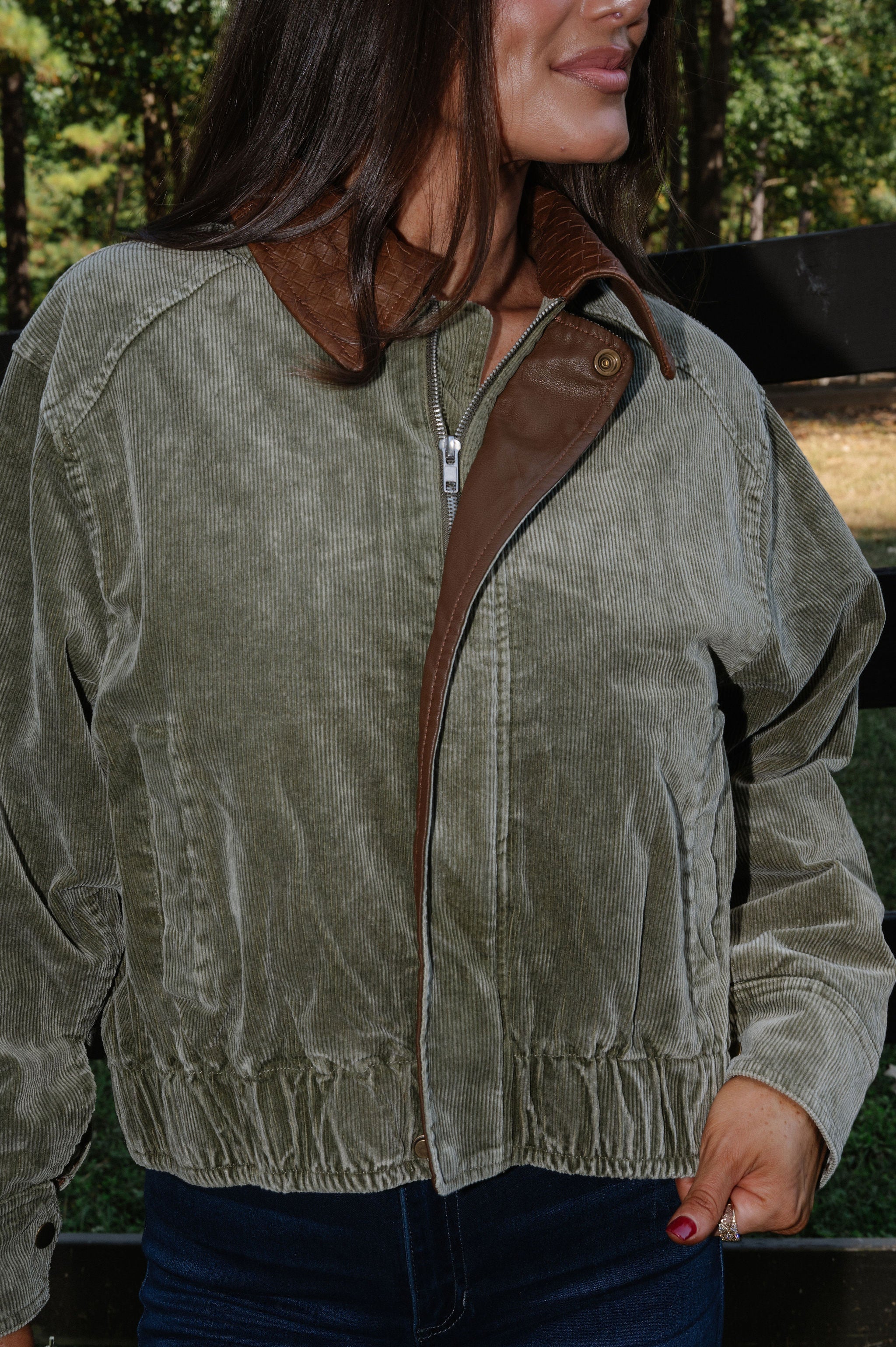 Mineral Washed Corduroy Jacket- Olive
