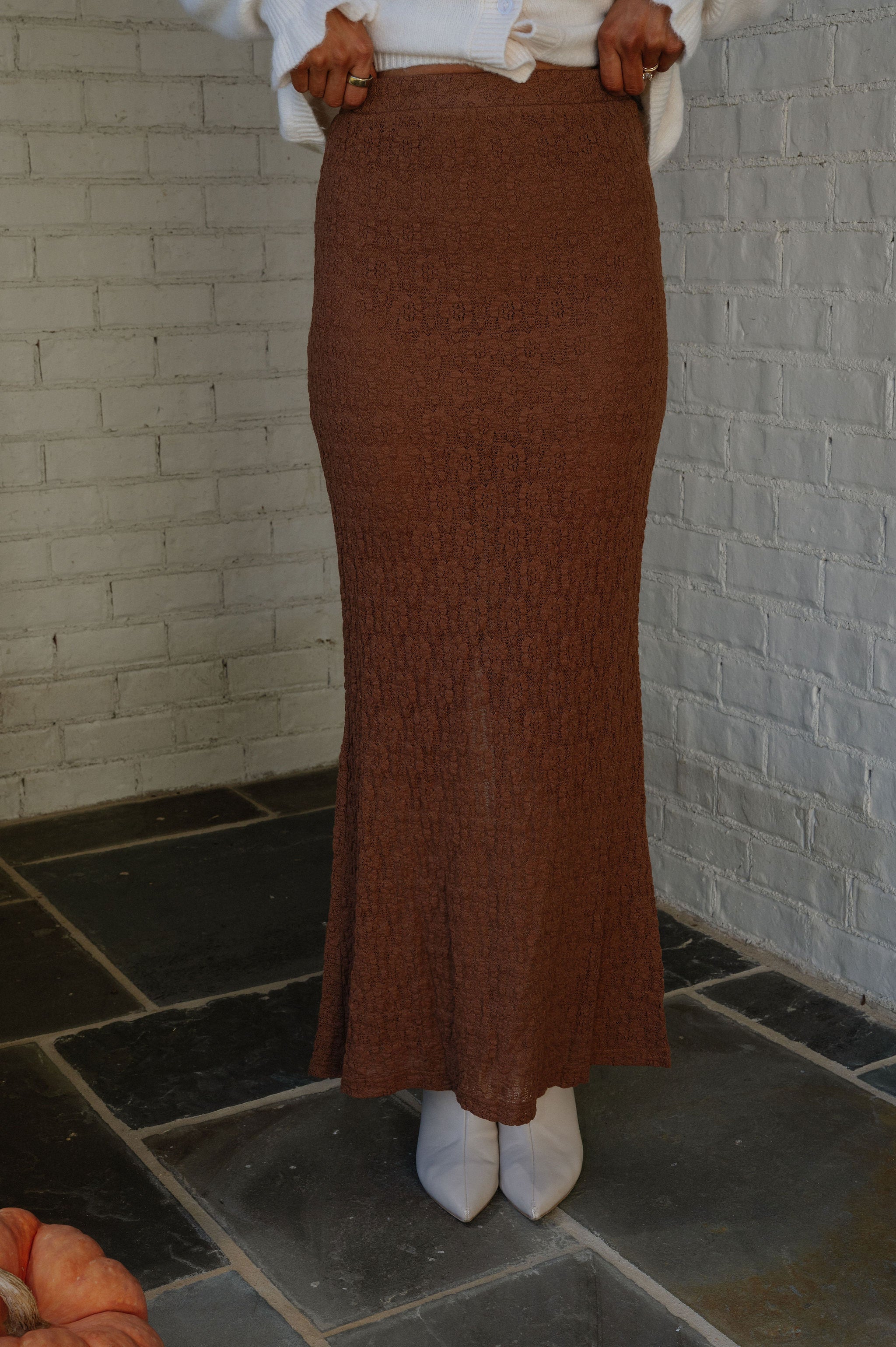 Crew Maxi Skirt-Brown