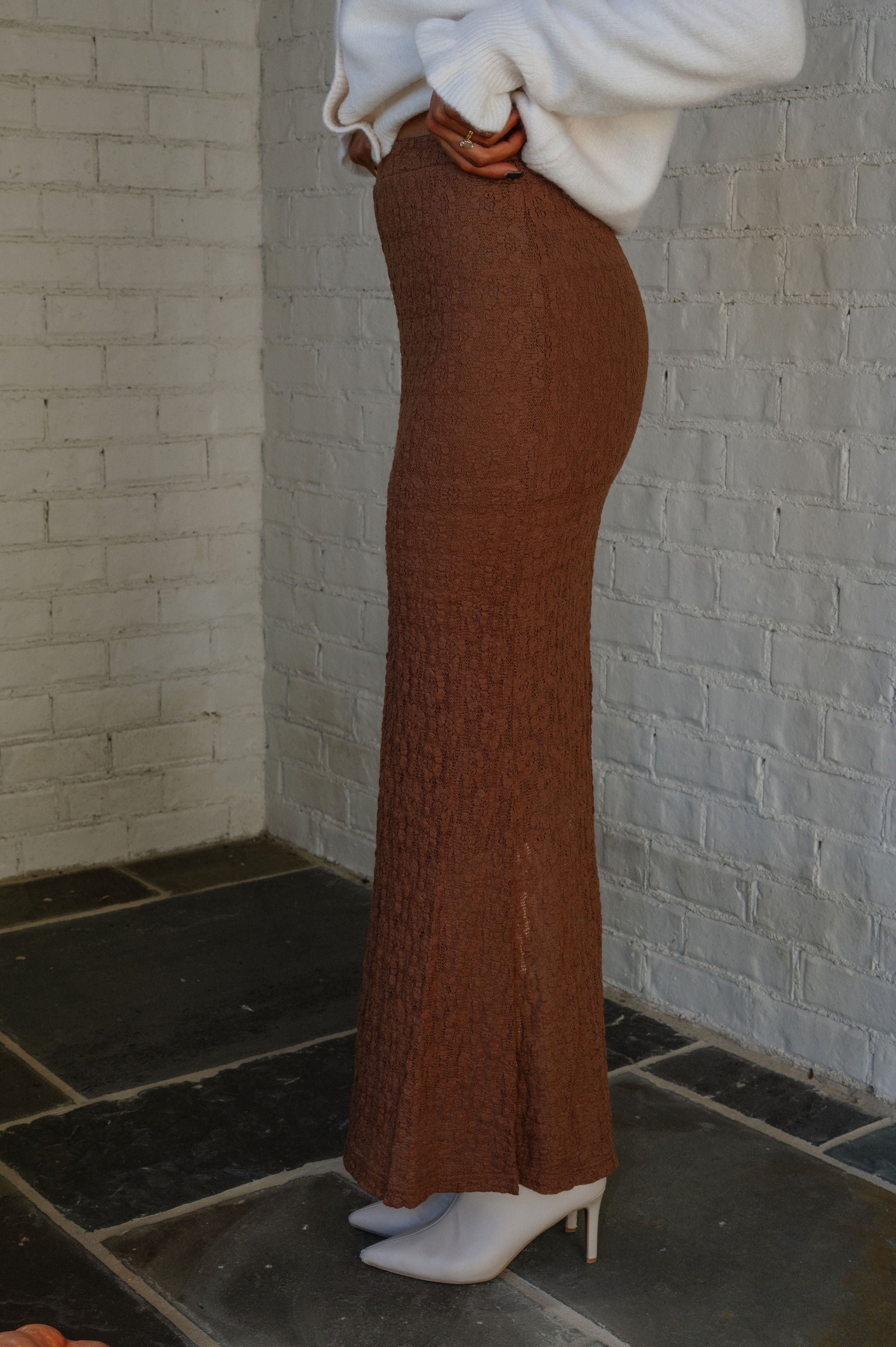 Crew Maxi Skirt-Brown