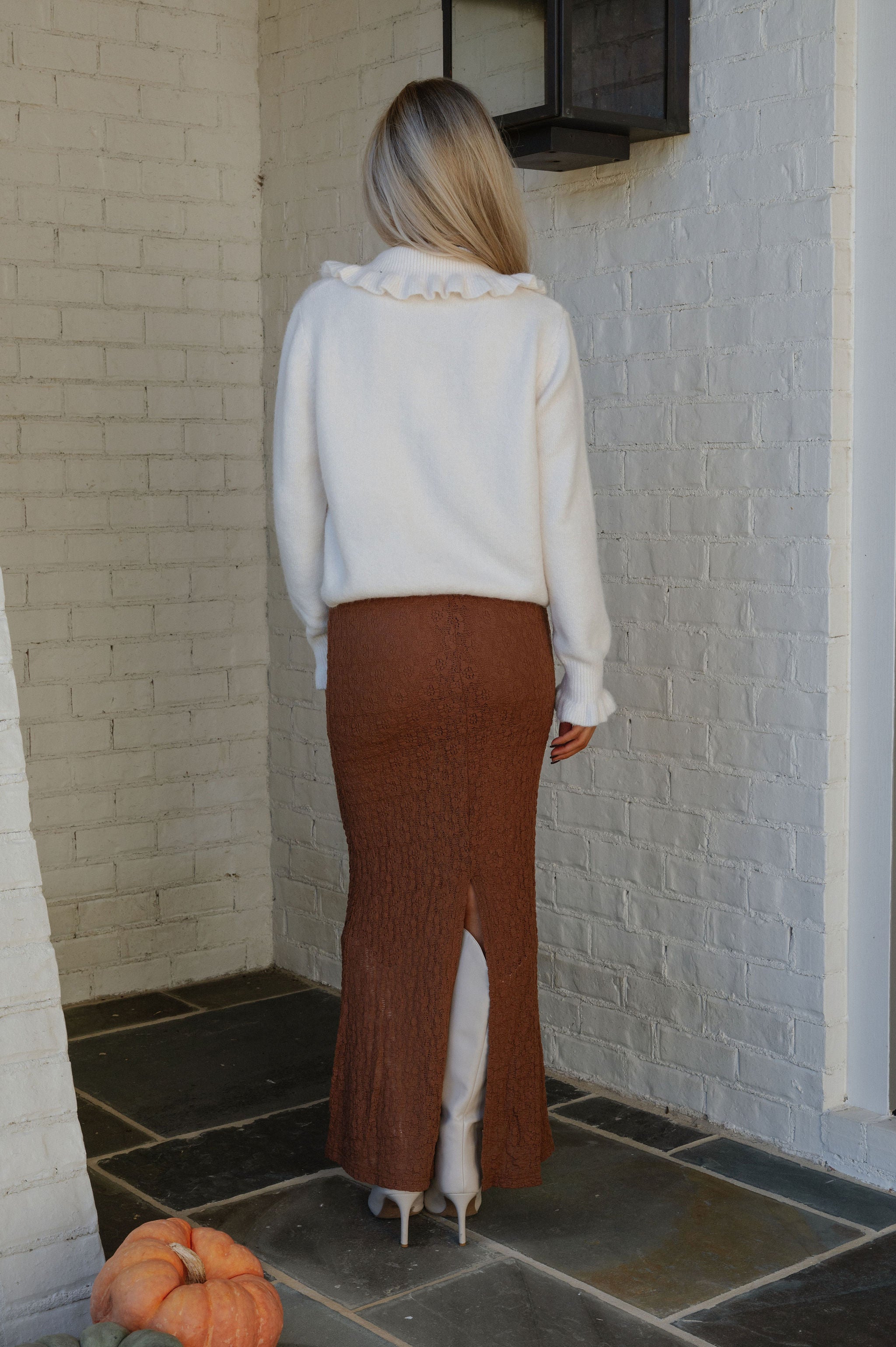 Crew Maxi Skirt-Brown