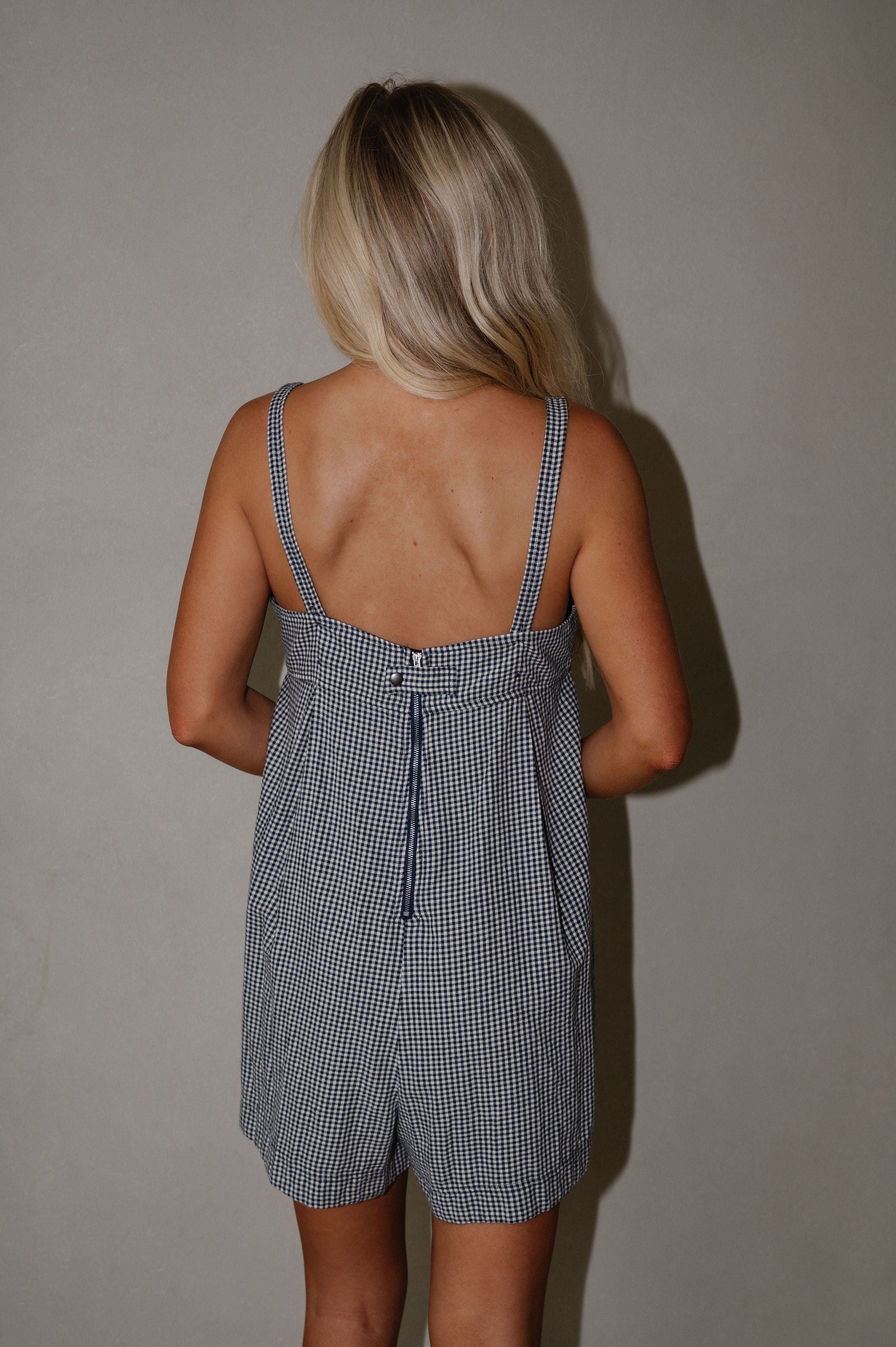 Pocketed Flowy Romper- Navy