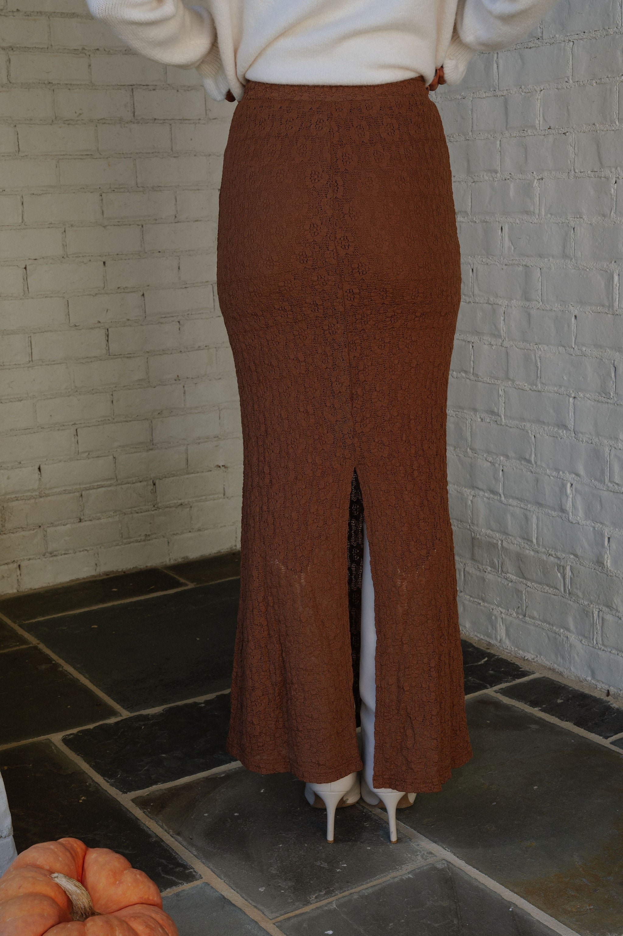 Crew Maxi Skirt-Brown