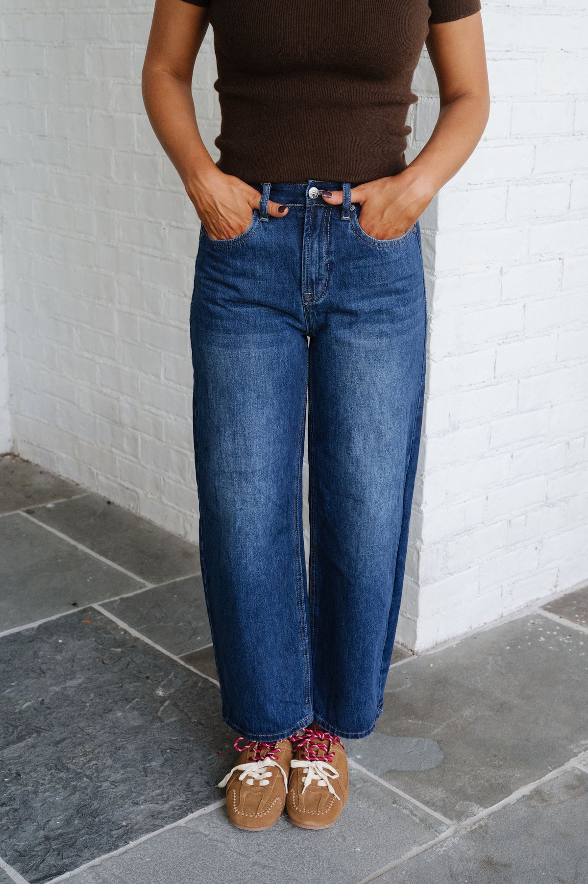 Kit High Rise Barrel Jean-Dark Denim
