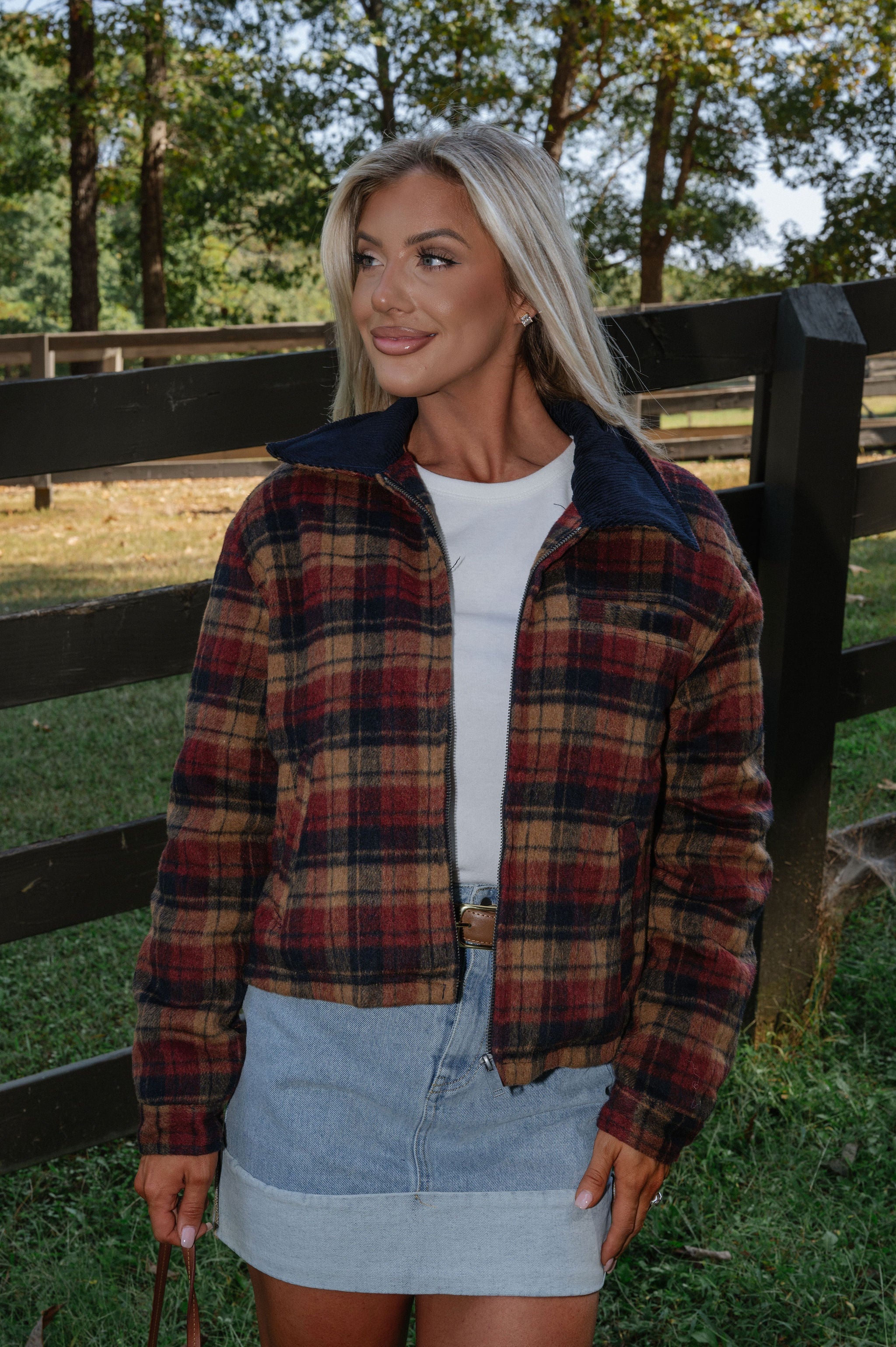 Quilted Barn Jacket-Burgundy/Navy
