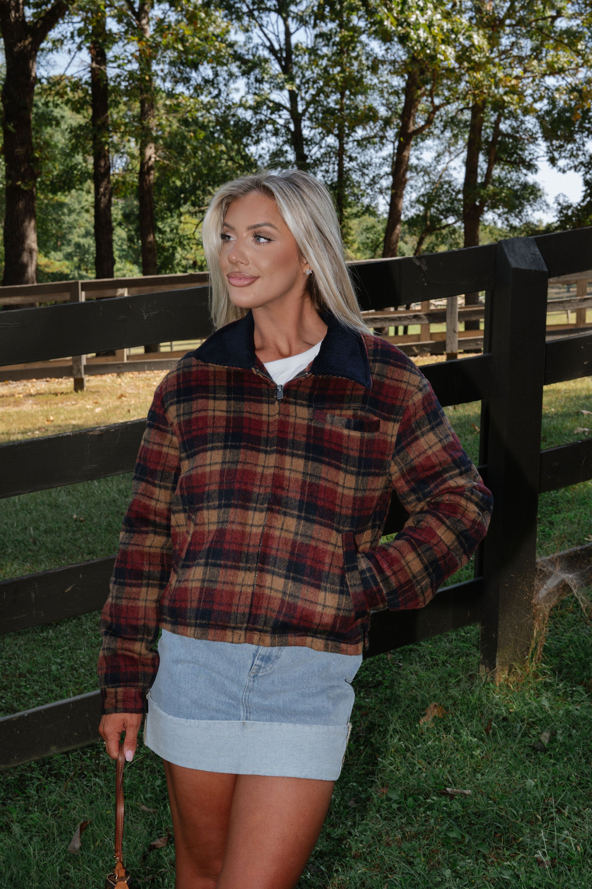 Quilted Barn Jacket-Burgundy/Navy
