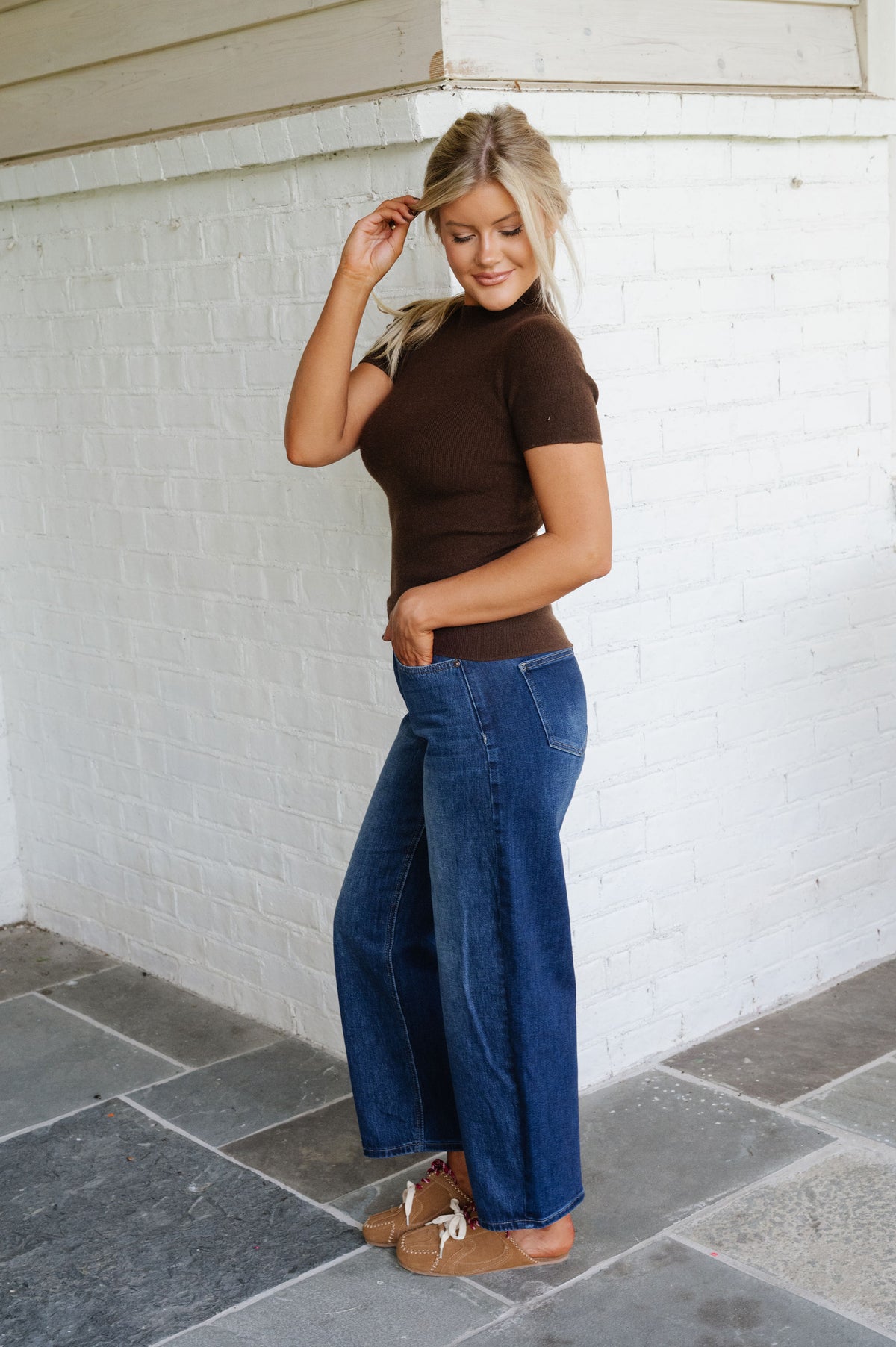 Dolly Soft Knit Sweater Top-Dark Chocolate