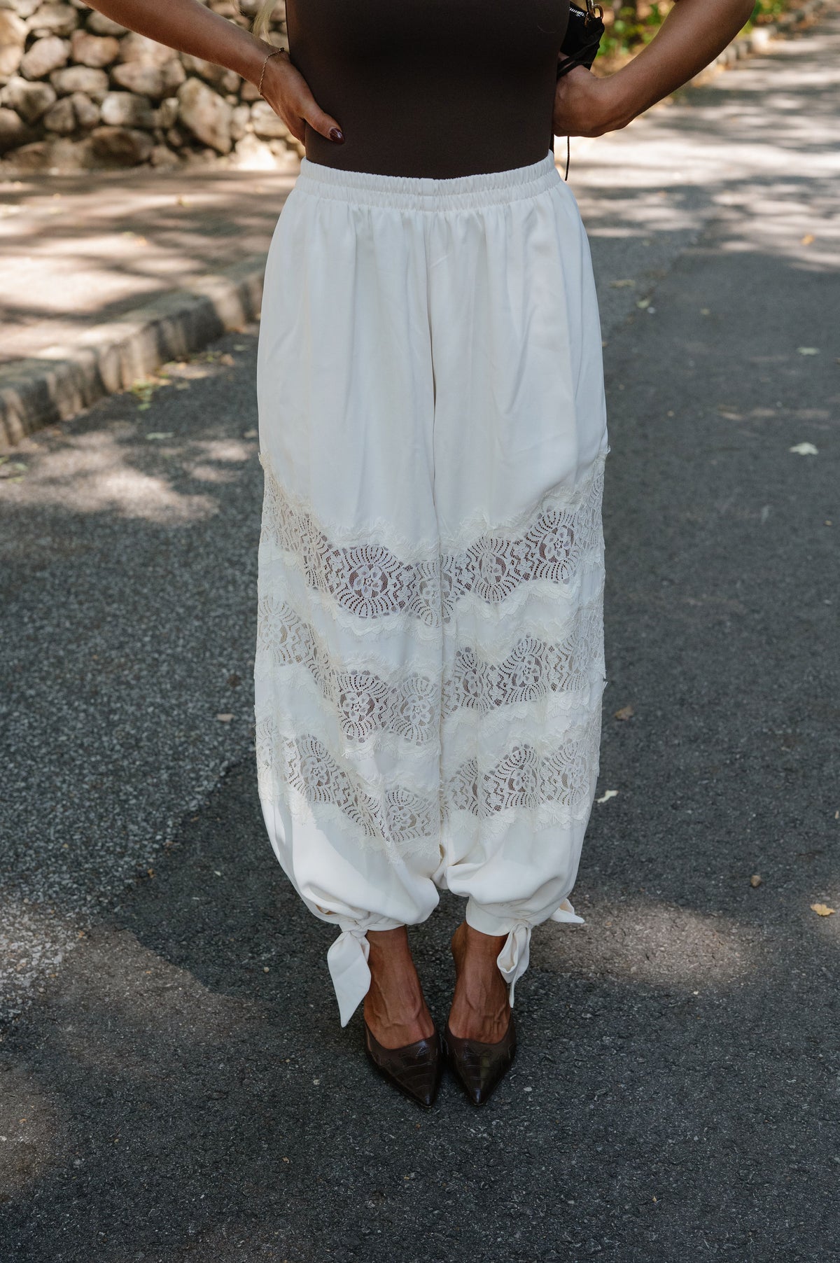 Lace Balloon Pant- Cream