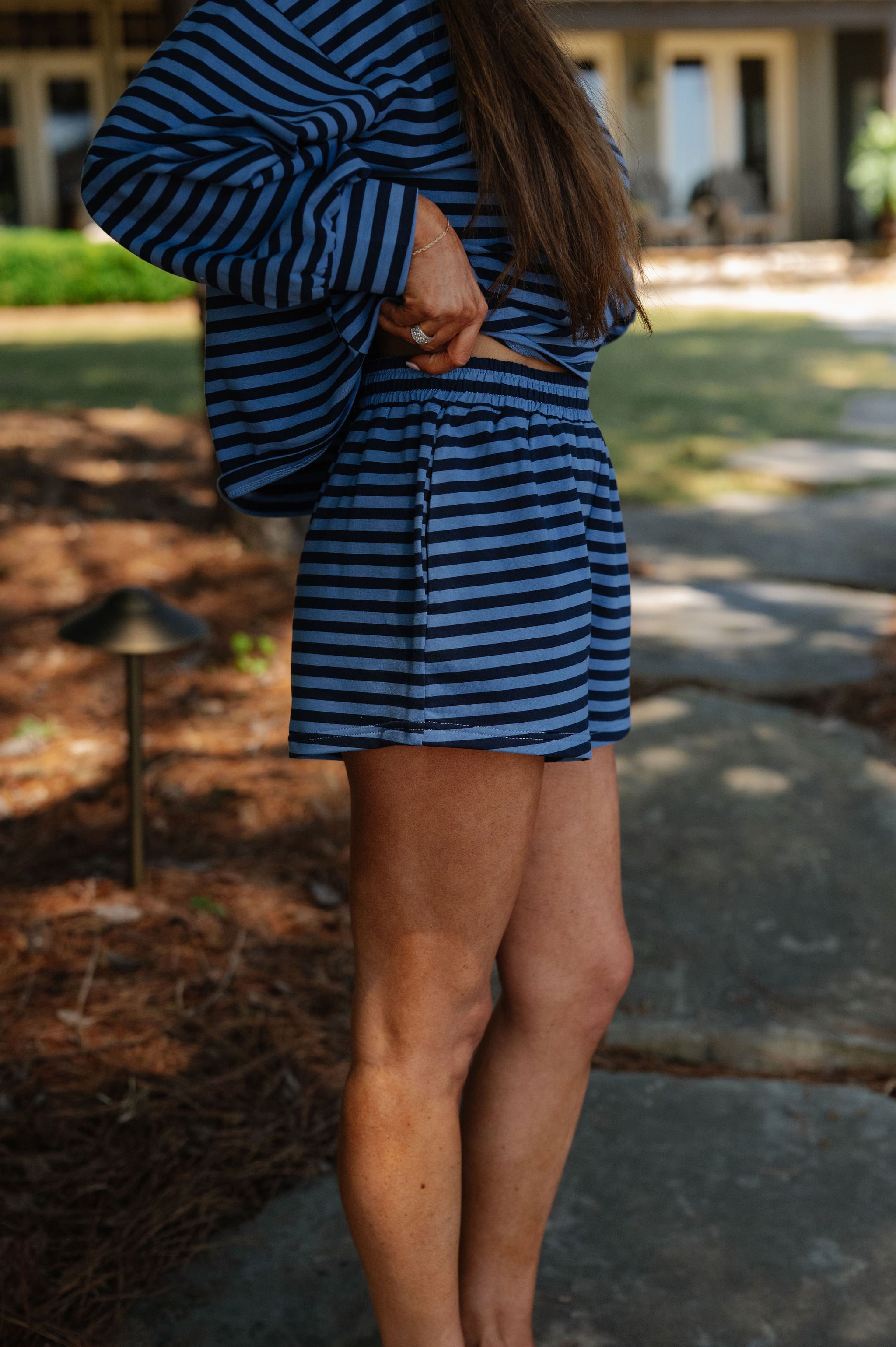 Lexi Striped Short Set-Navy