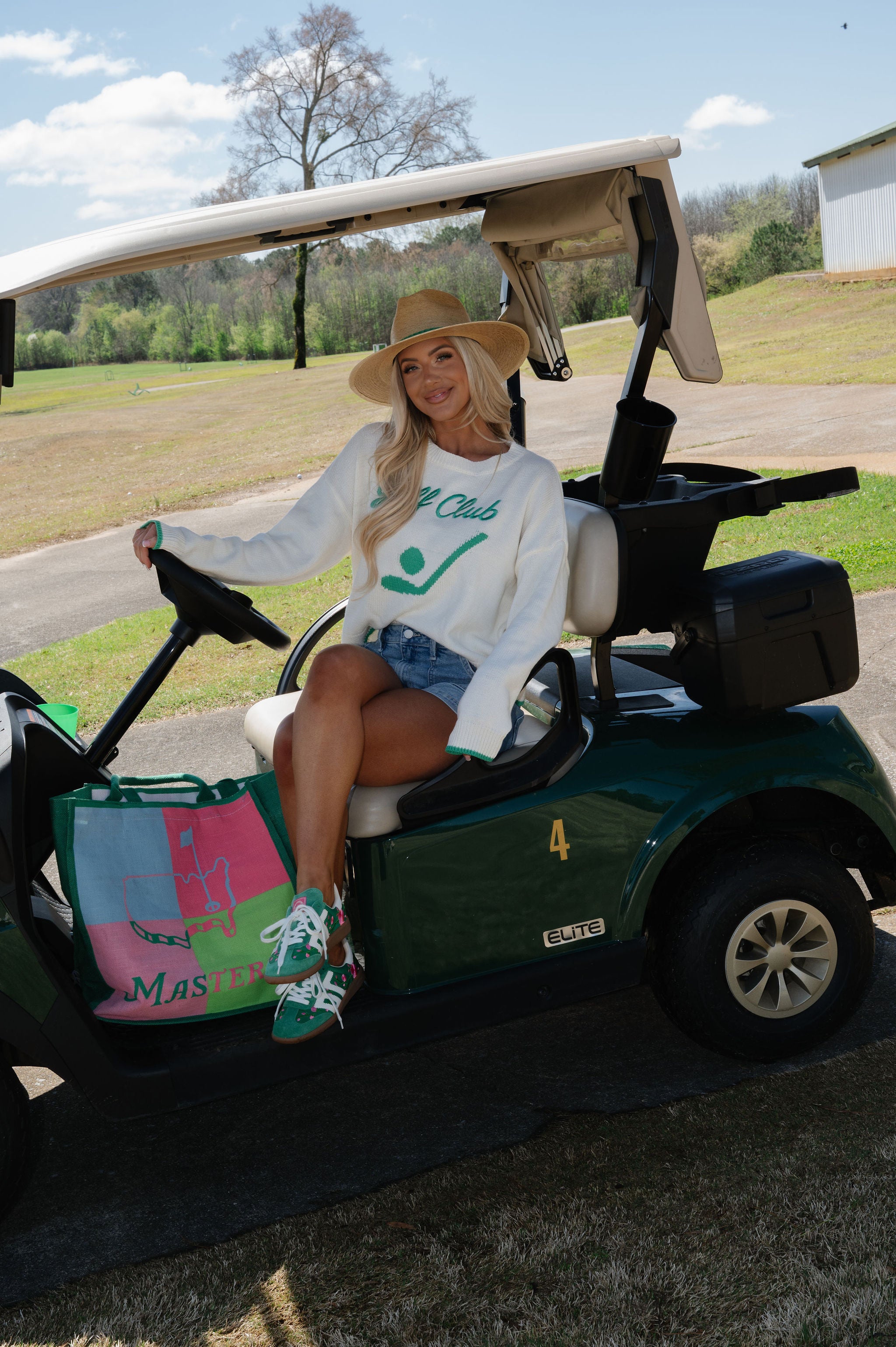 Golf Club Sweater-Cream/Green