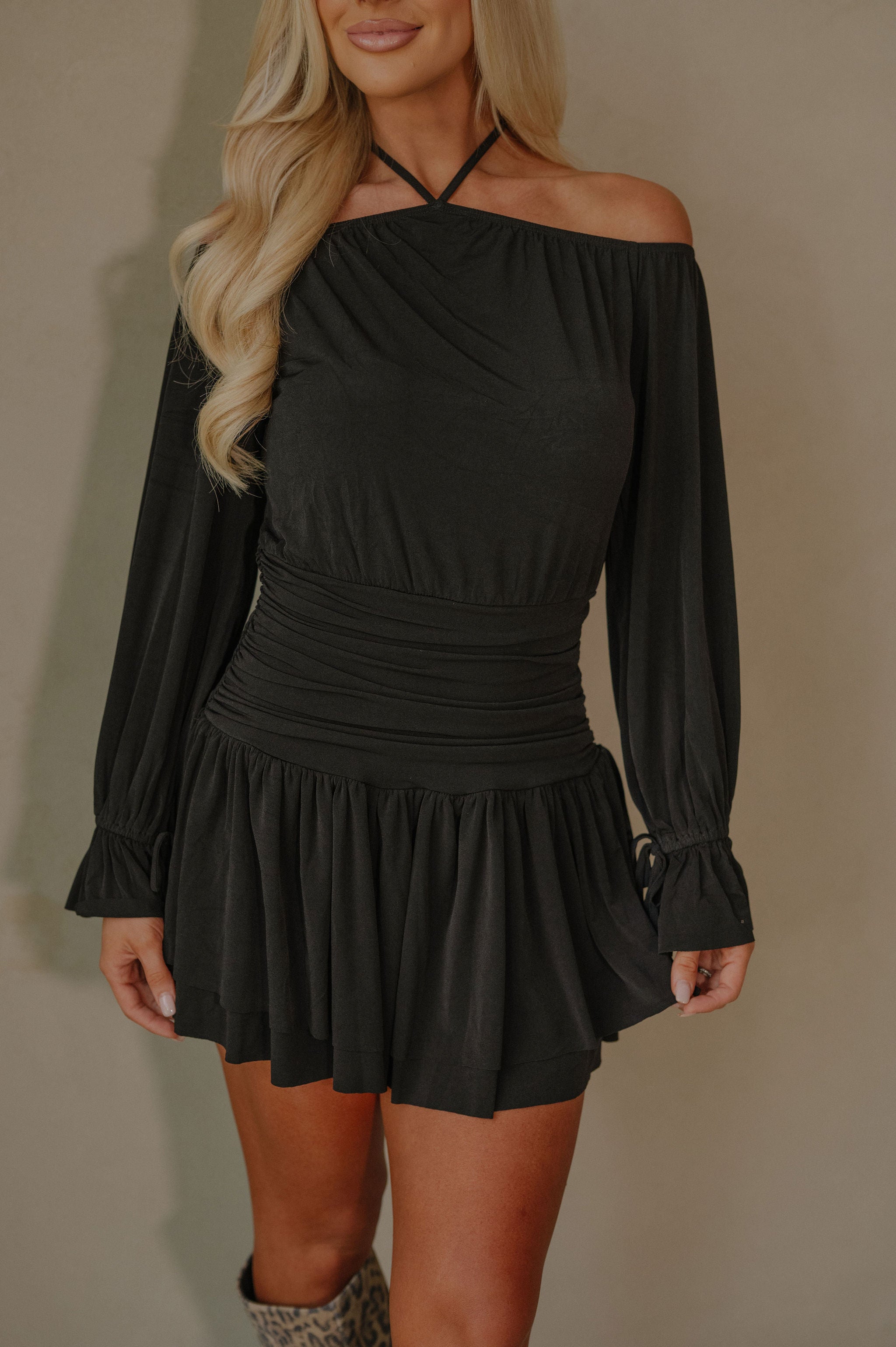 OTS Halter Neck Dress- Black