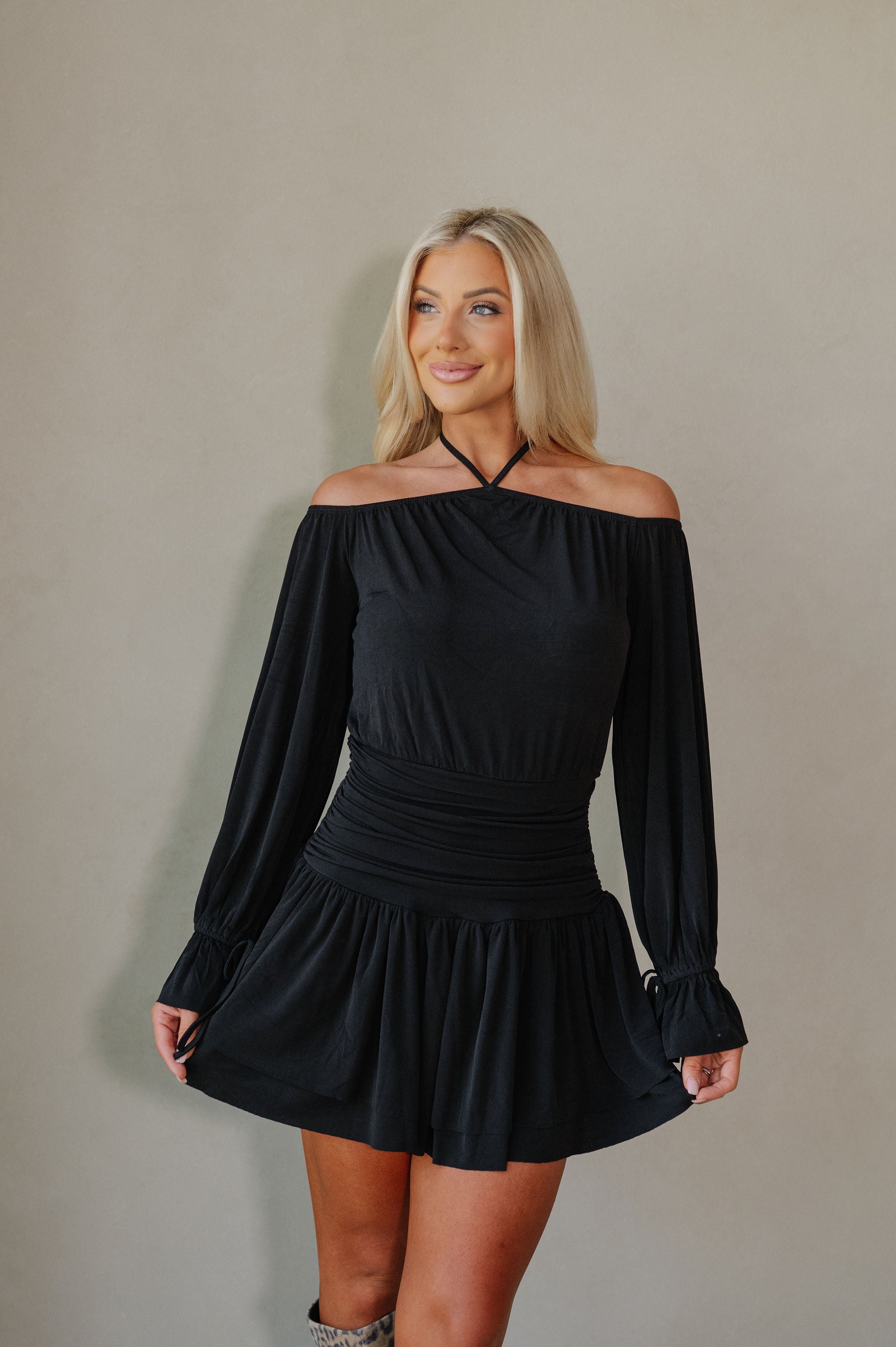 OTS Halter Neck Dress- Black