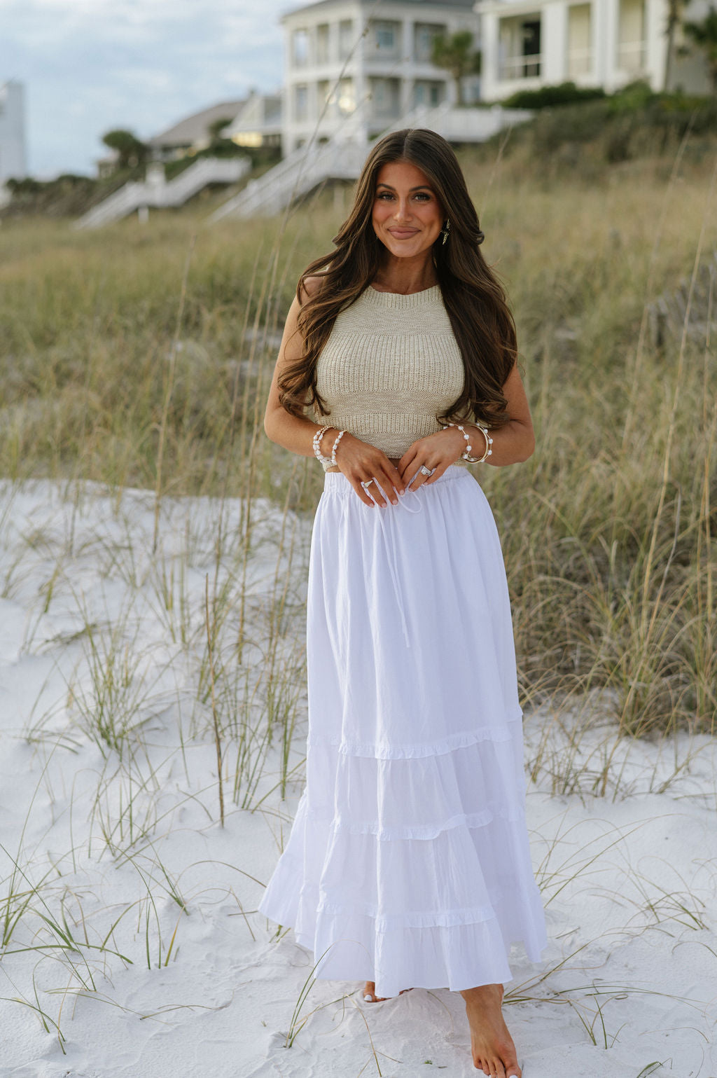 Charlie Tiered Skirt-White