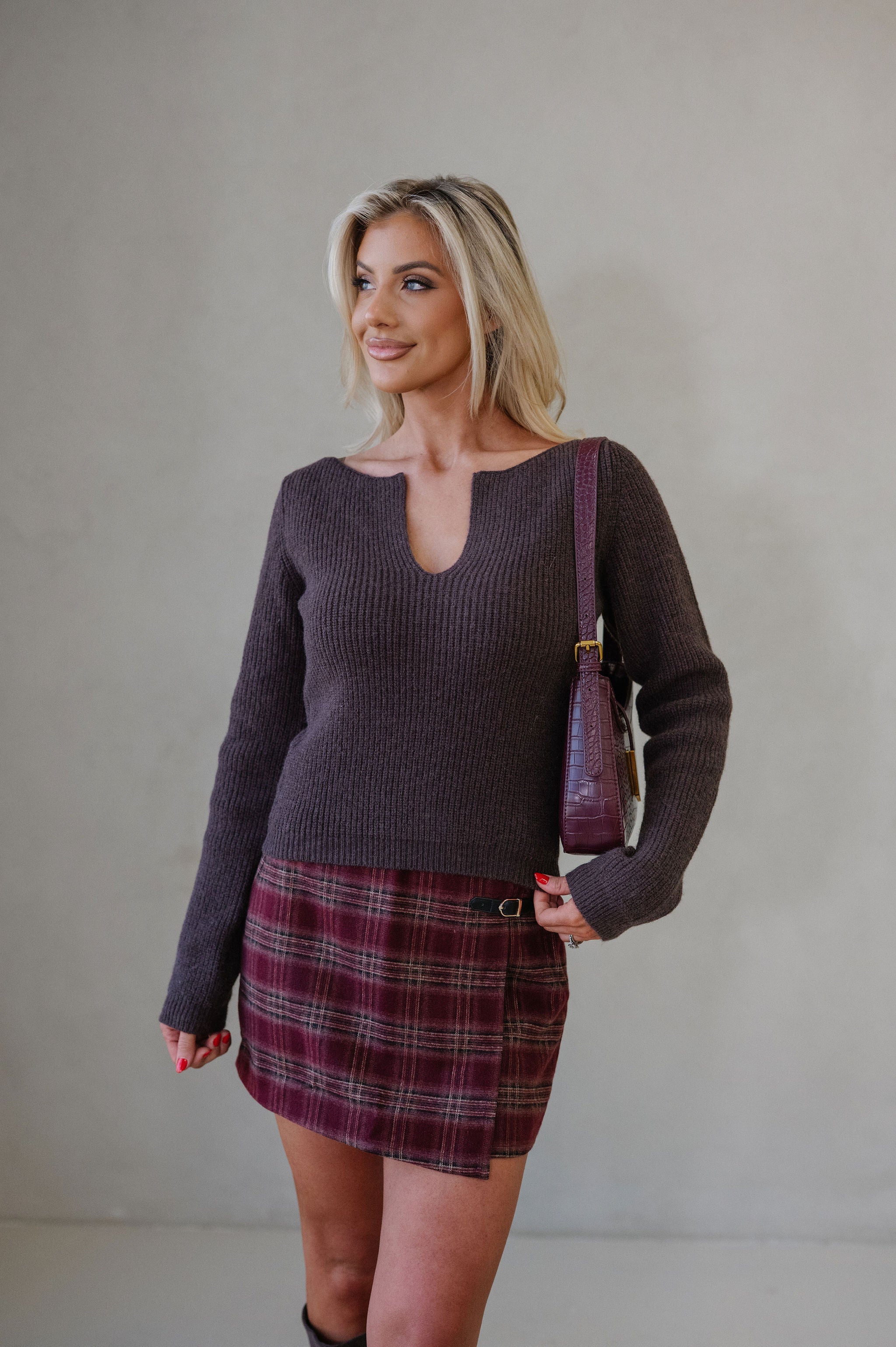 Karly Cropped Sweater-Wood