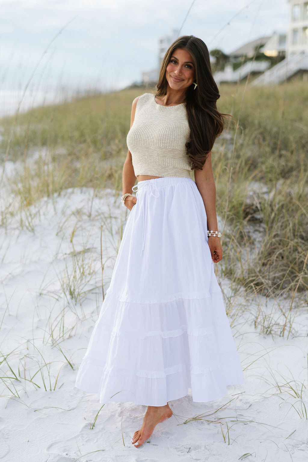 Charlie Tiered Skirt-White