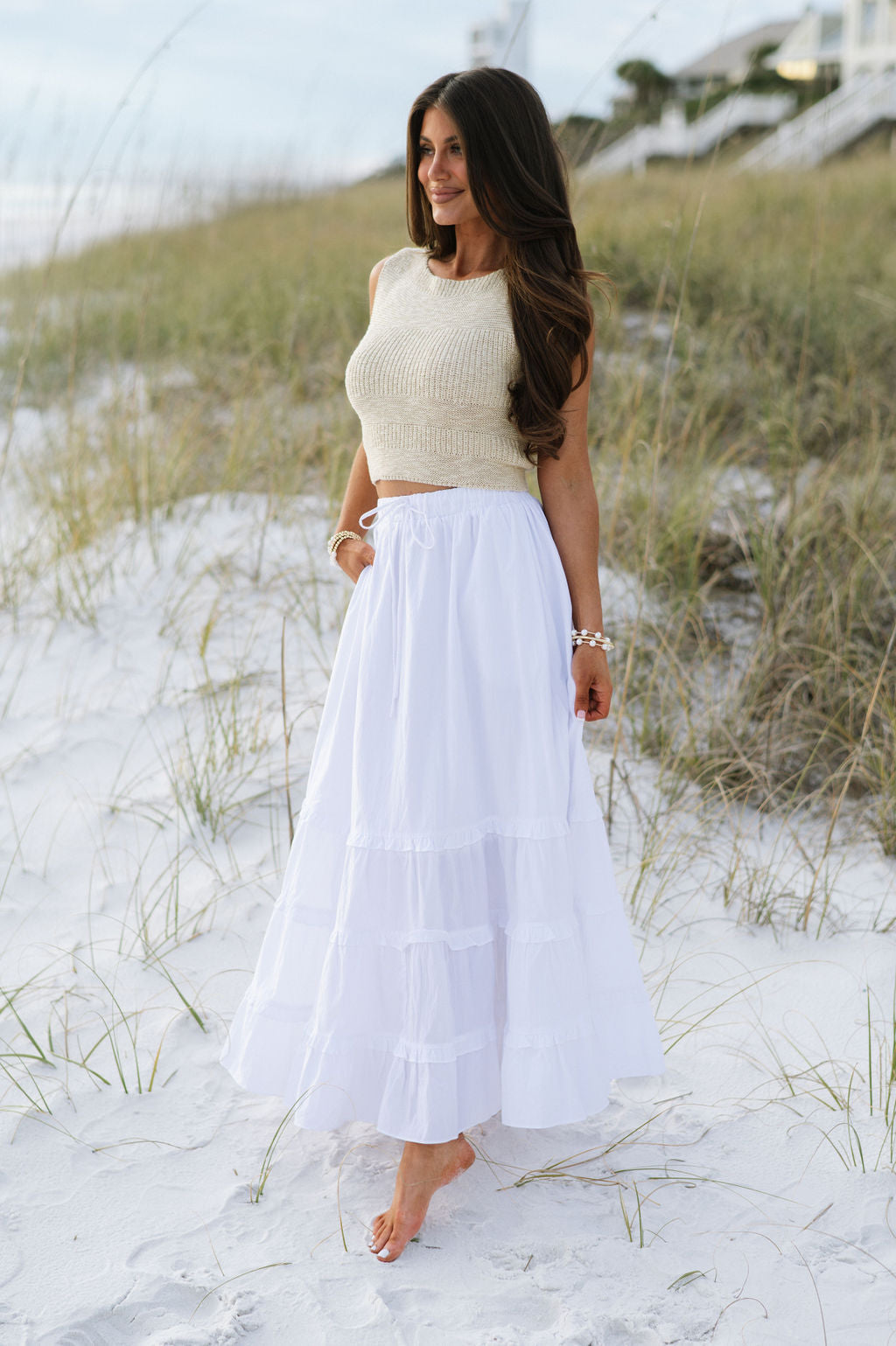 Charlie Tiered Skirt-White