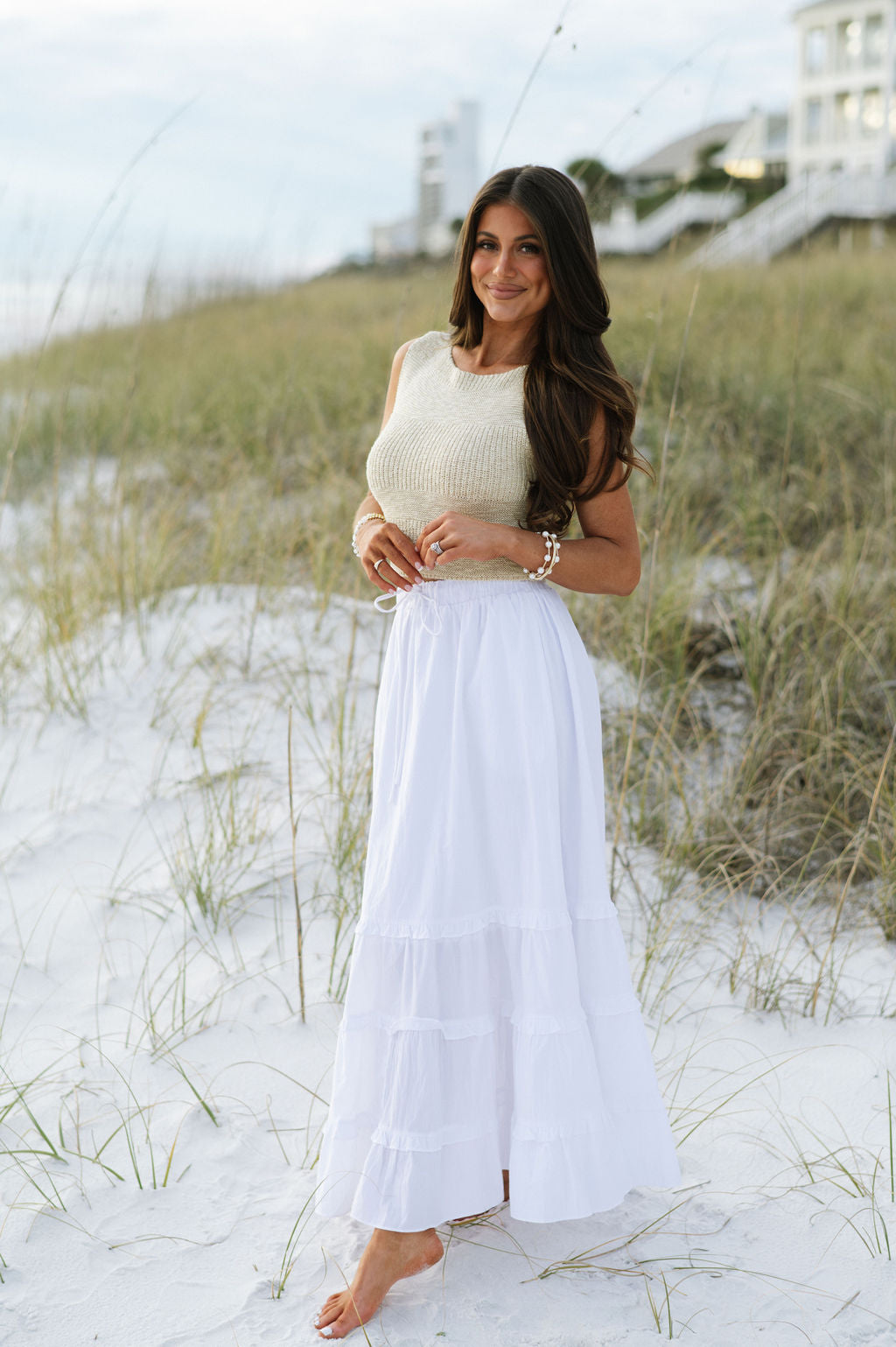 Charlie Tiered Skirt-White