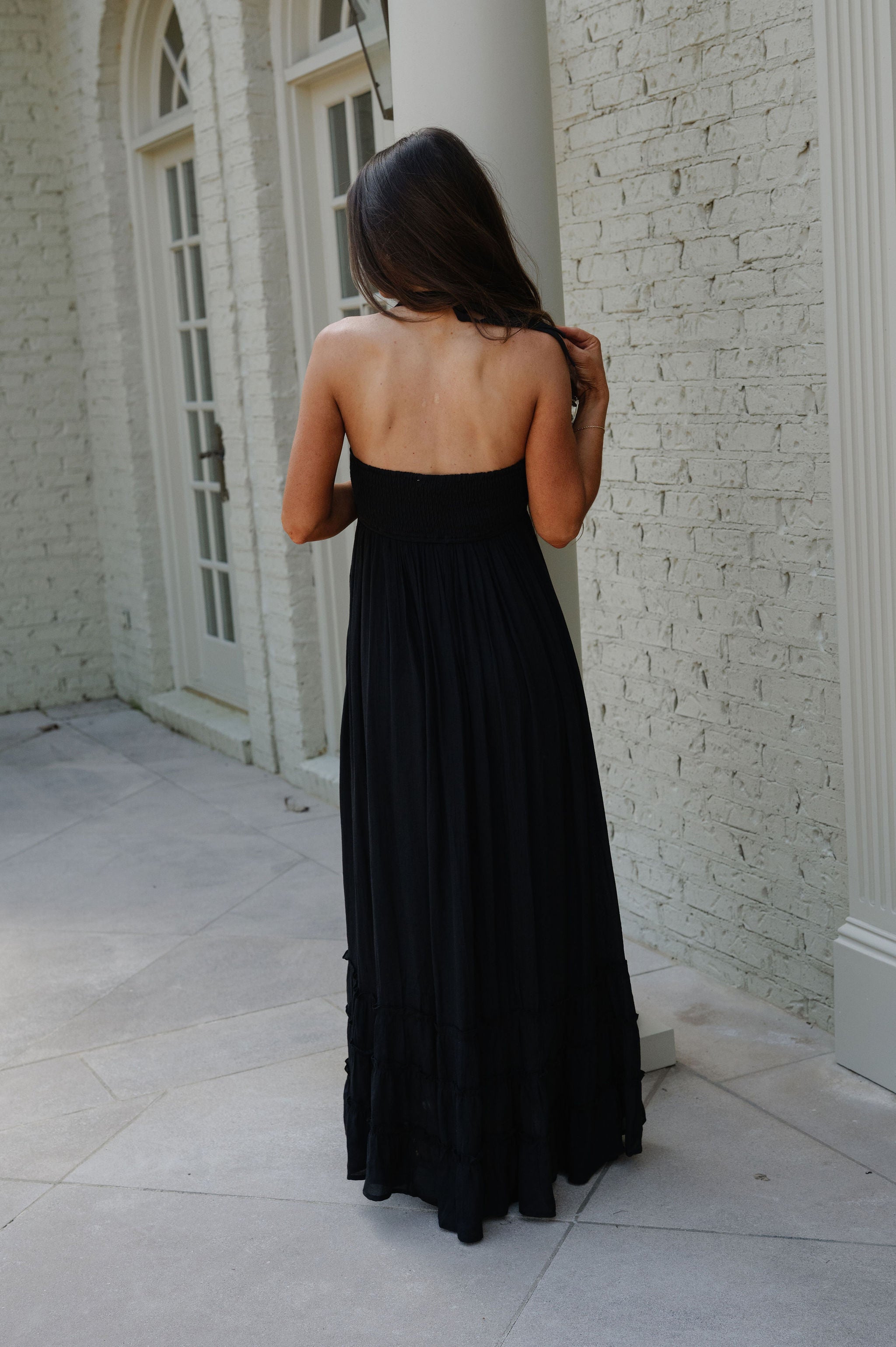 Greer Smocked Maxi Dress-Black
