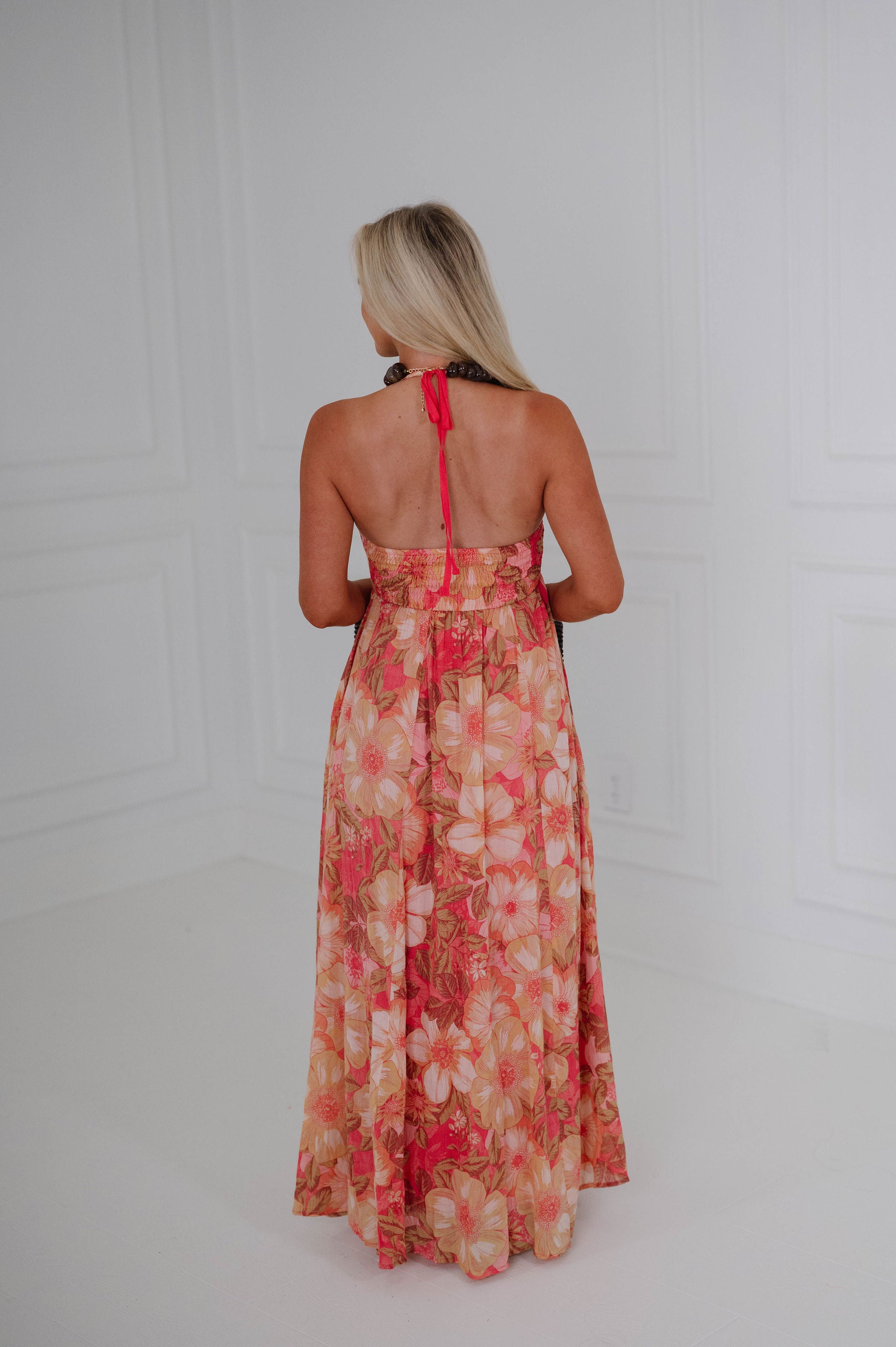 Hope Maxi Dress-Coral Multi