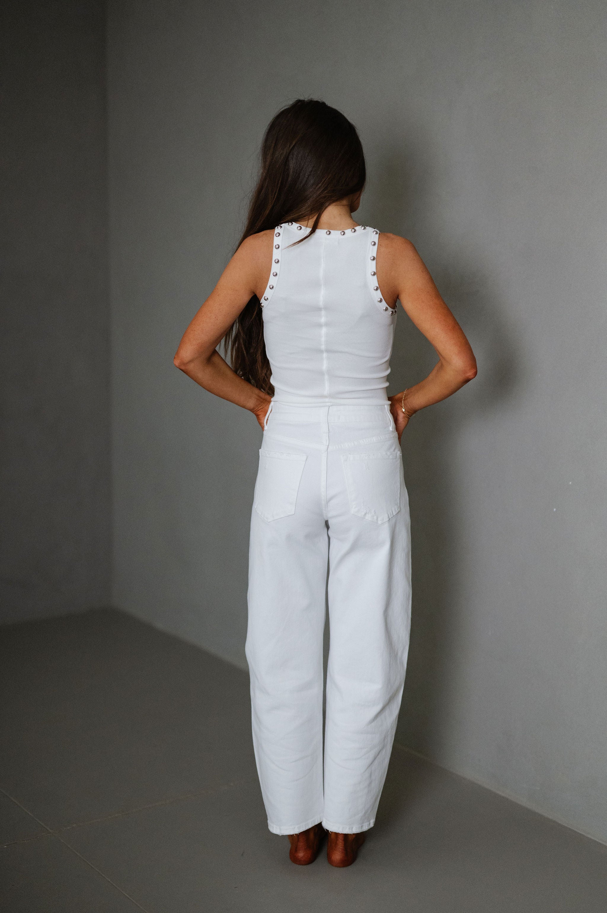 Lainey High Rise Barrel Jeans-Optic White