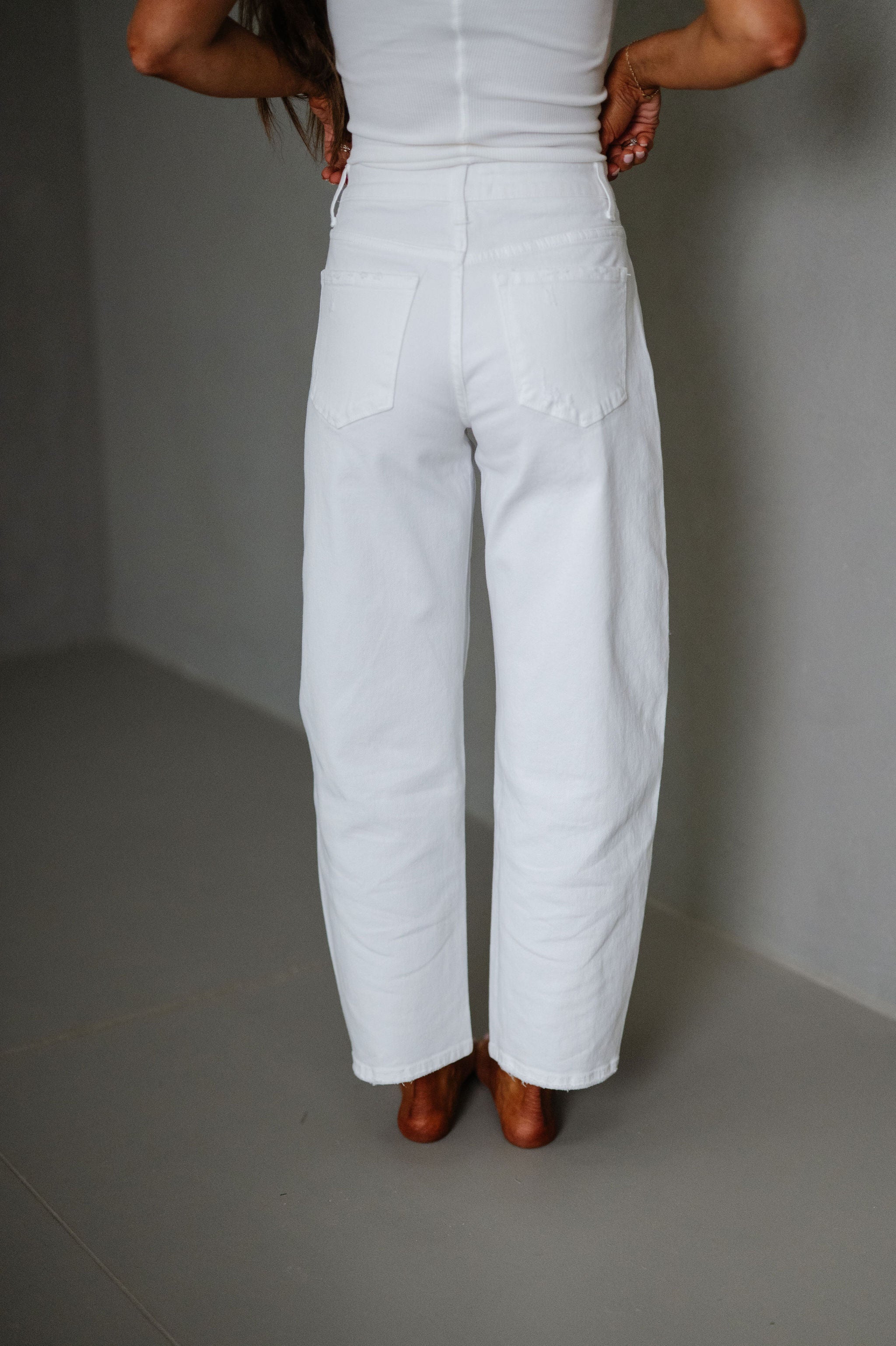 Lainey High Rise Barrel Jeans-Optic White