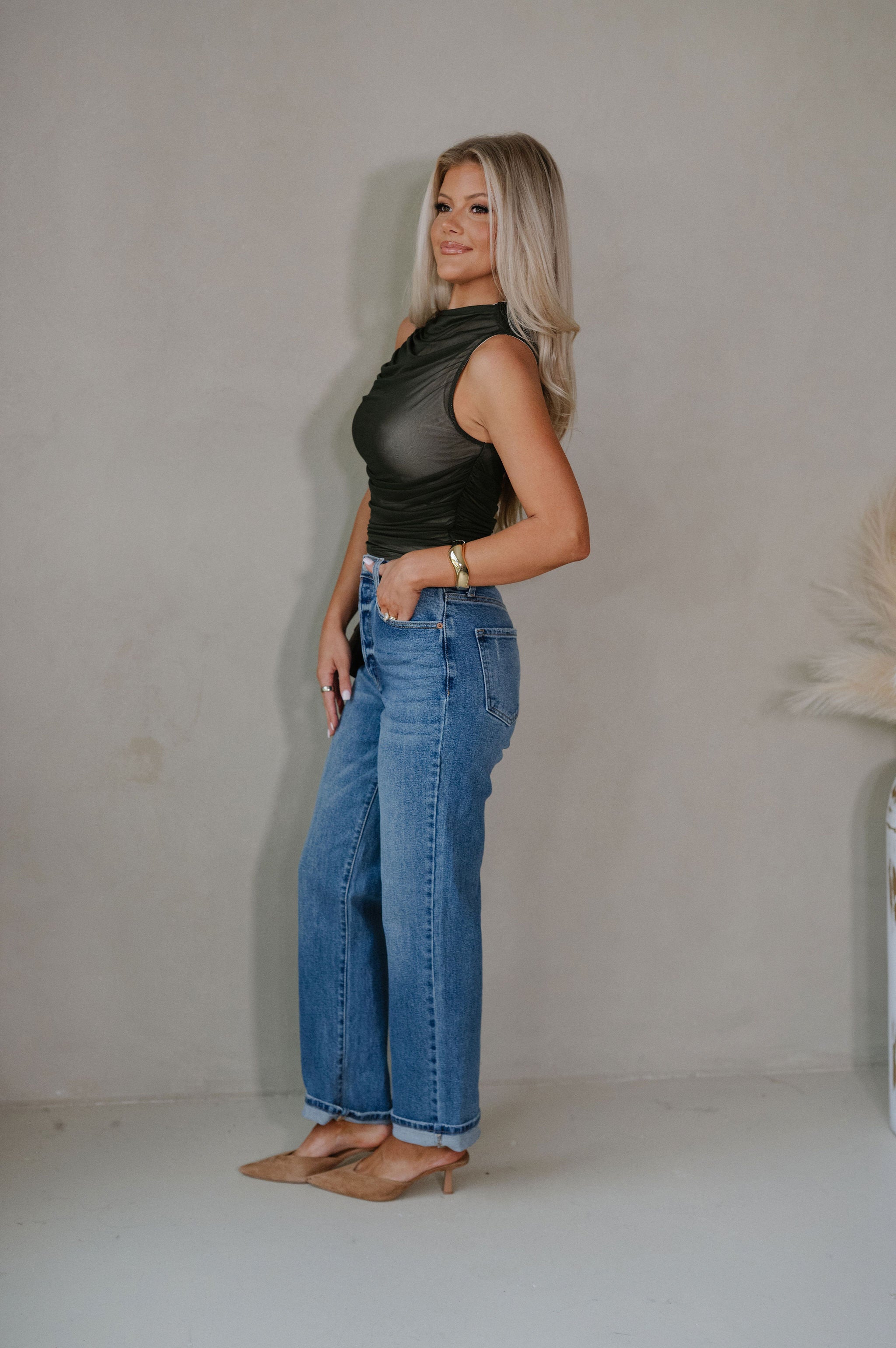 Alyssa Dad Jeans-Medium Wash