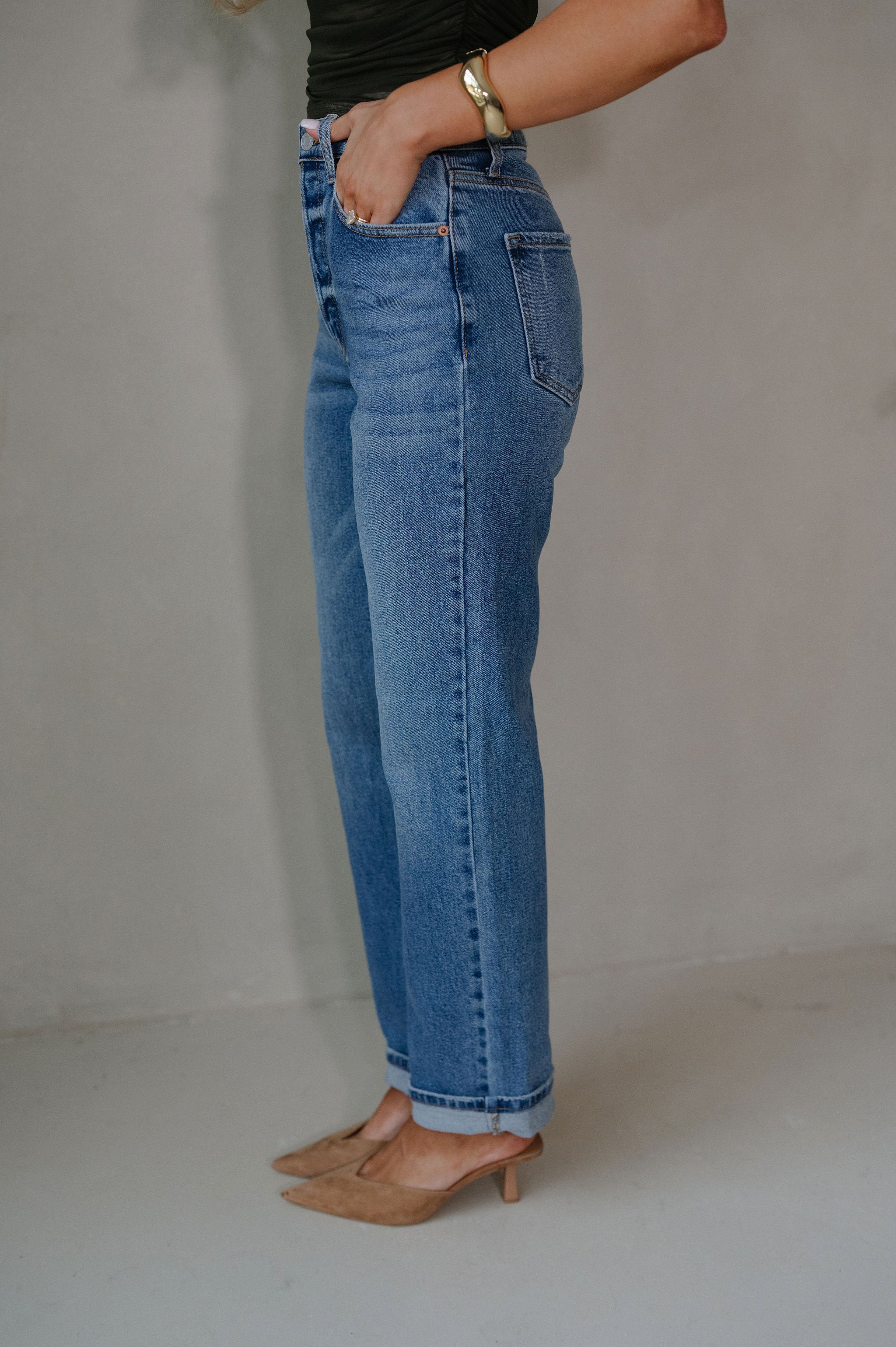 Alyssa Dad Jeans-Medium Wash