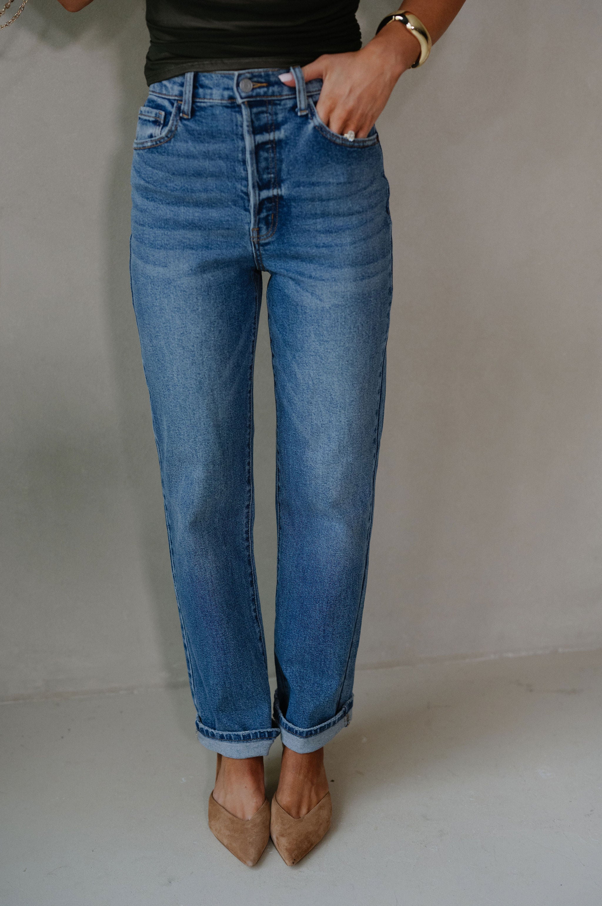 Alyssa Dad Jeans-Medium Wash