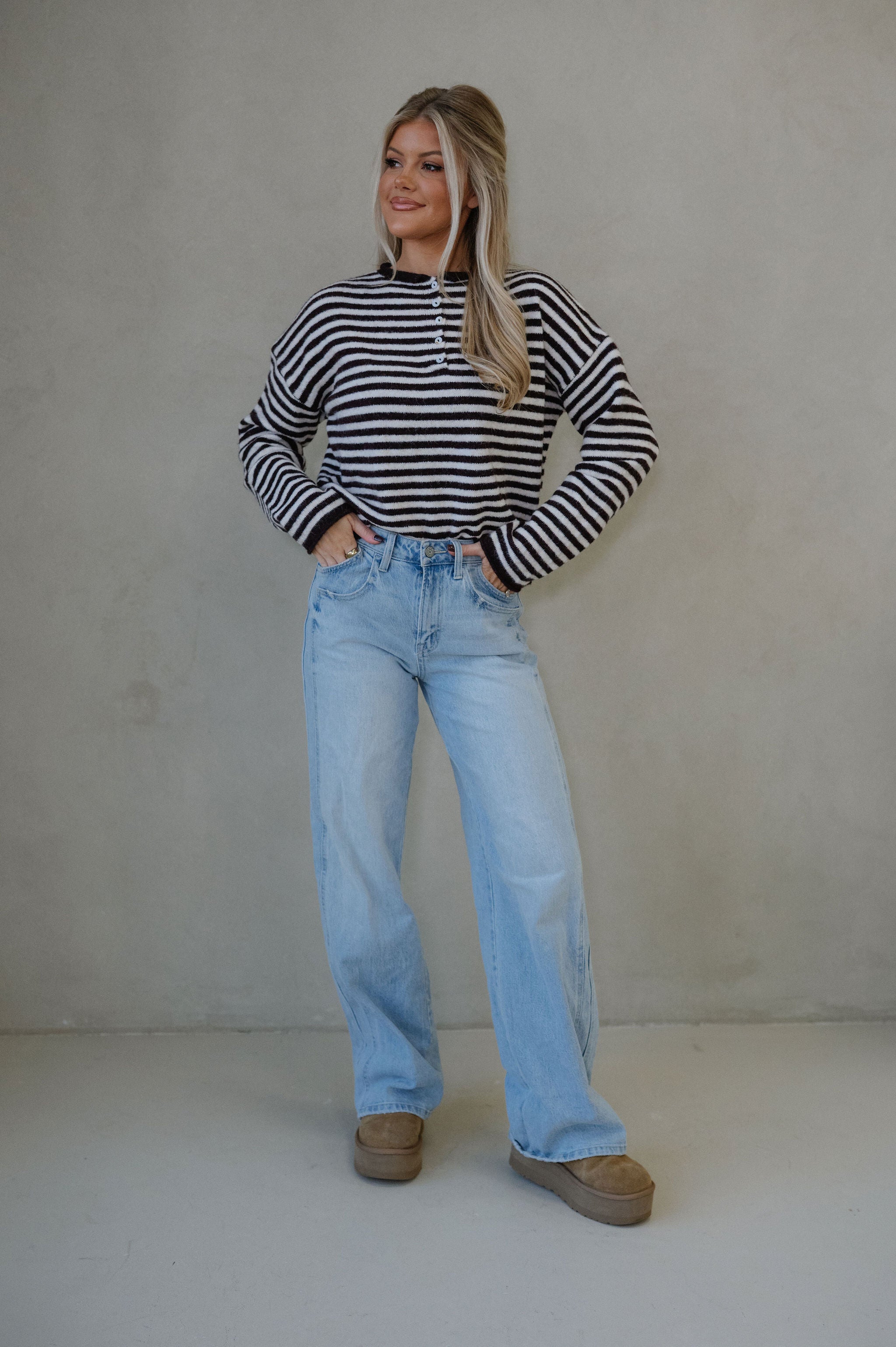 Baker Henley Sweater-Dark Wine