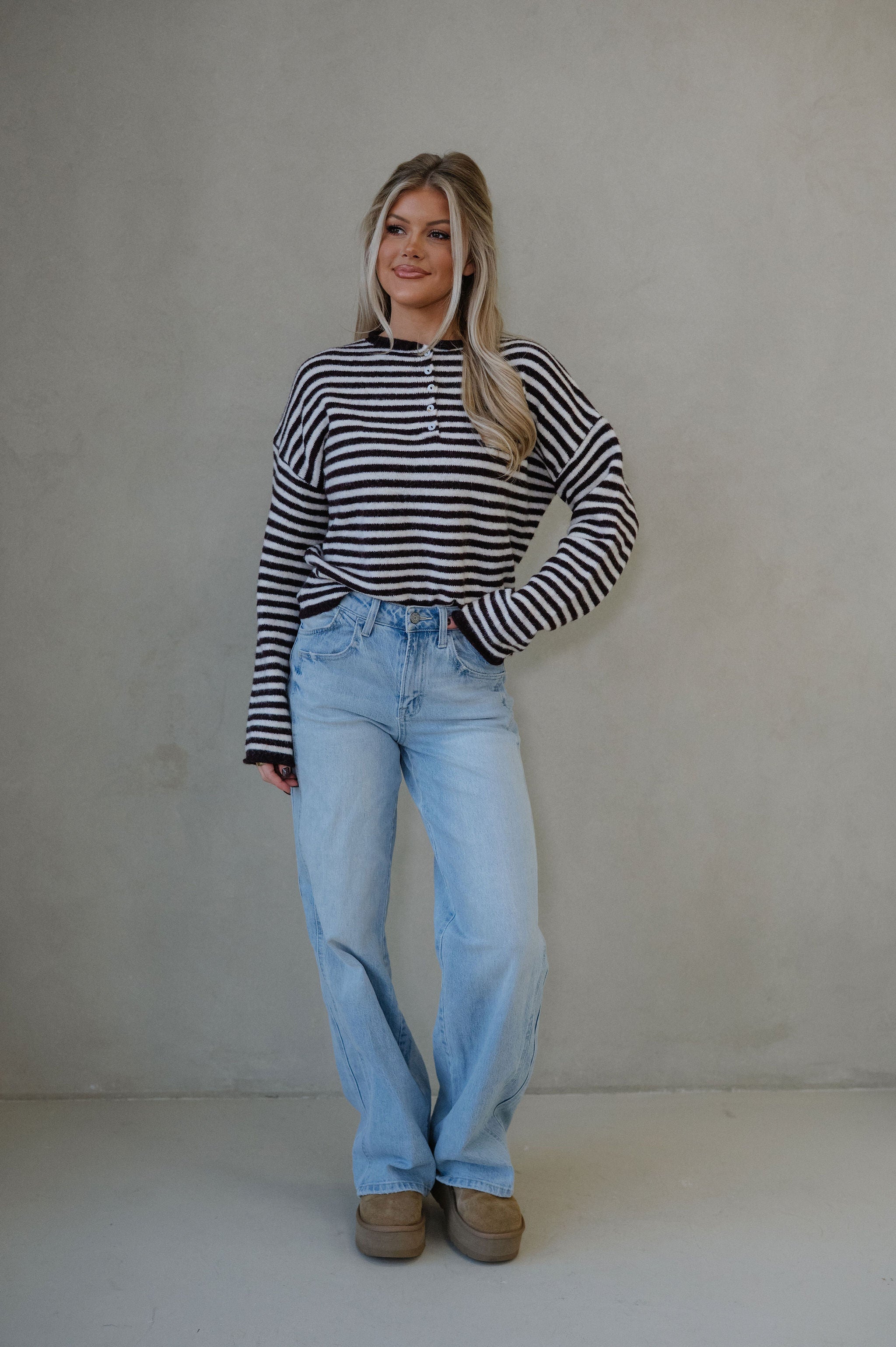 Baker Henley Sweater-Dark Wine