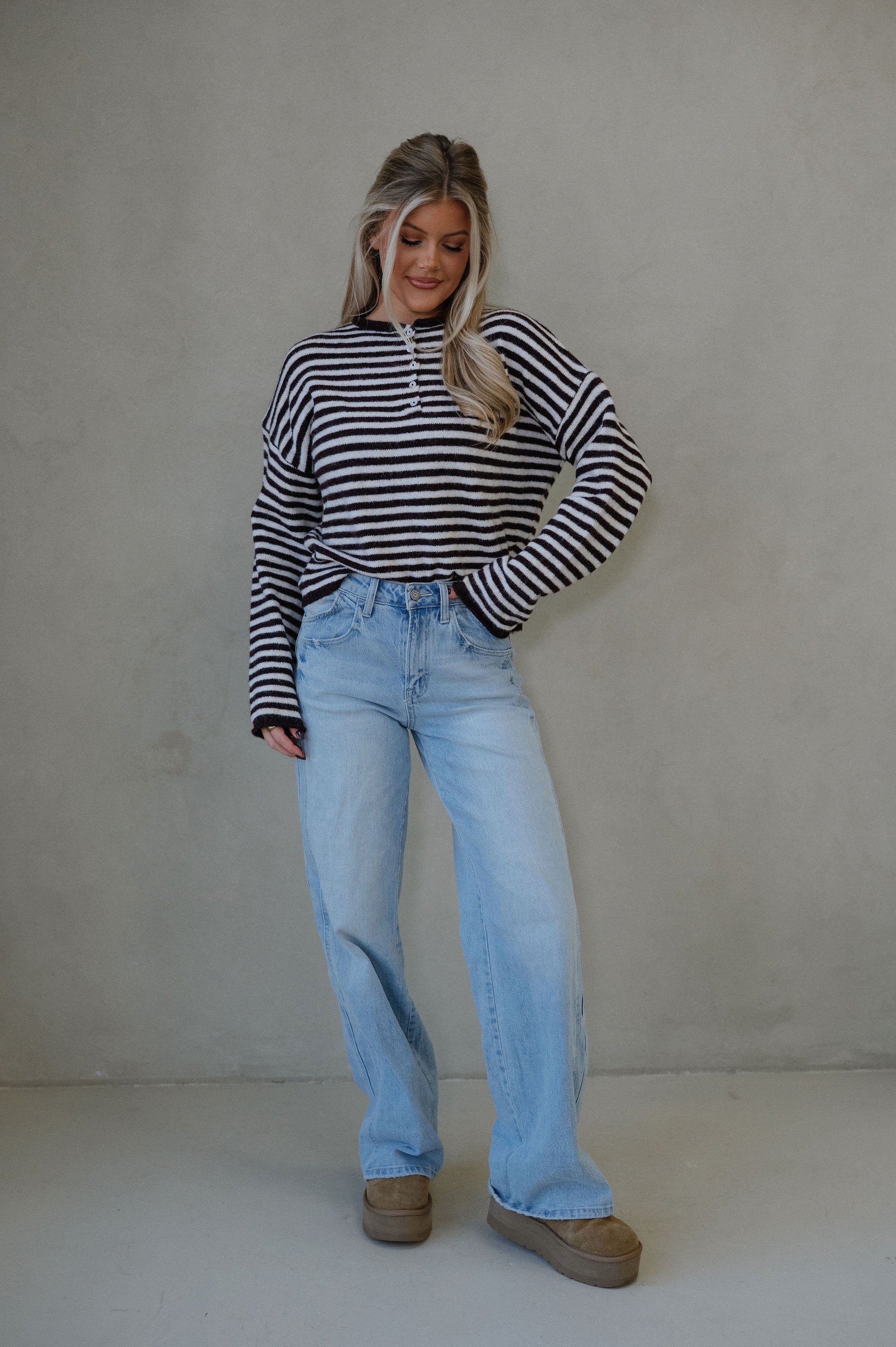 Baker Henley Sweater-Dark Wine