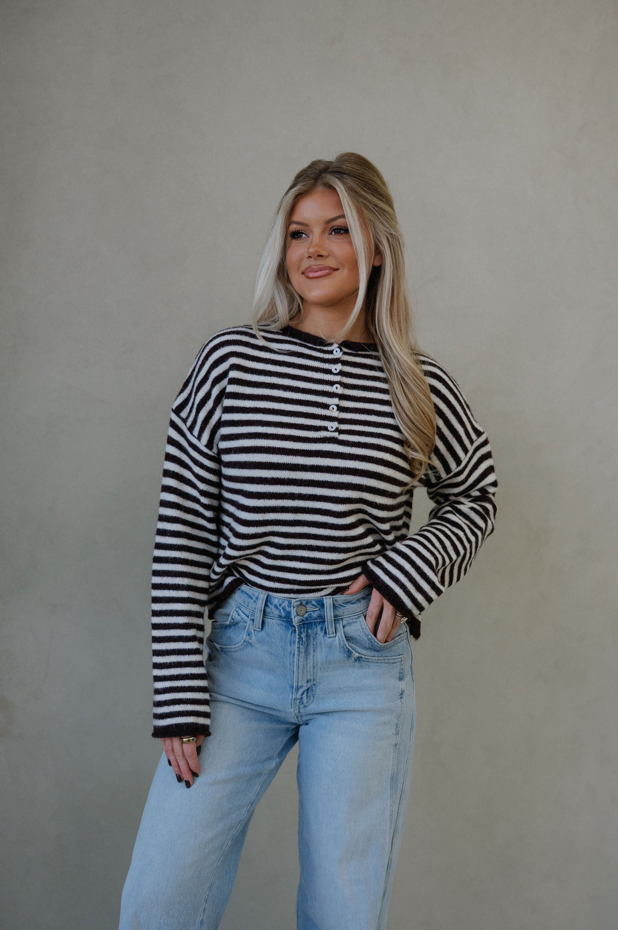 Baker Henley Sweater-Dark Wine