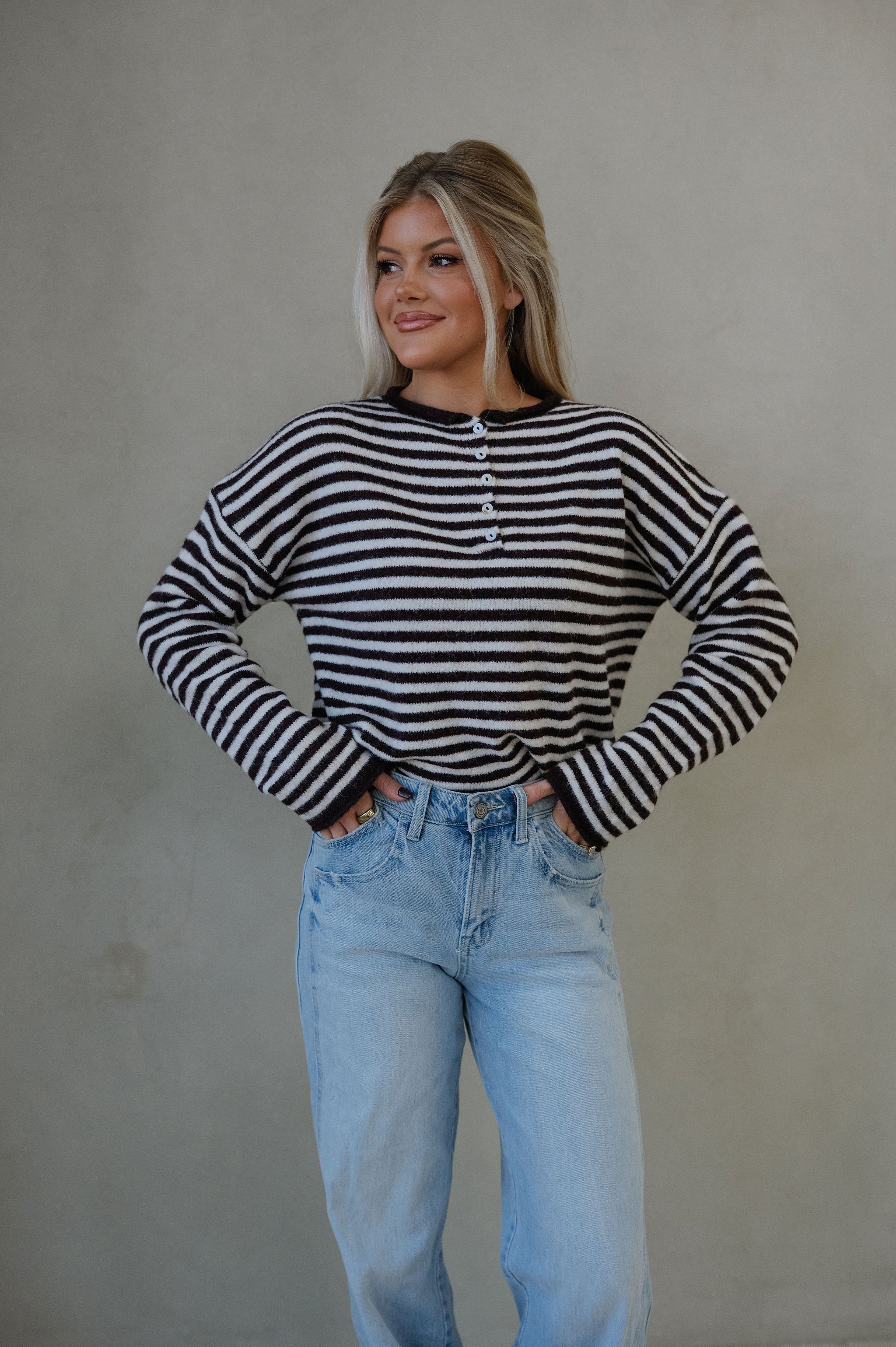 Baker Henley Sweater-Dark Wine