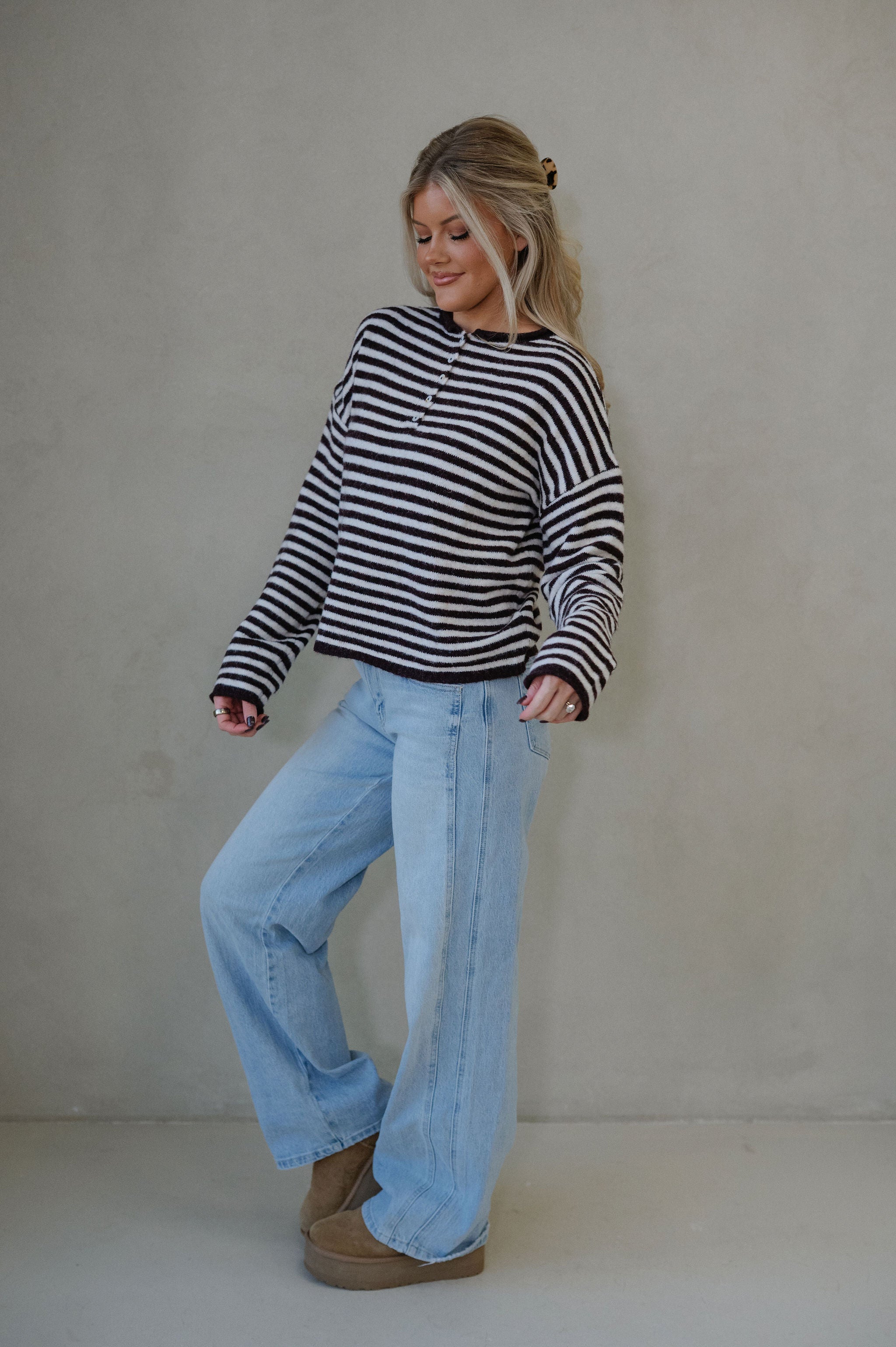 Baker Henley Sweater-Dark Wine