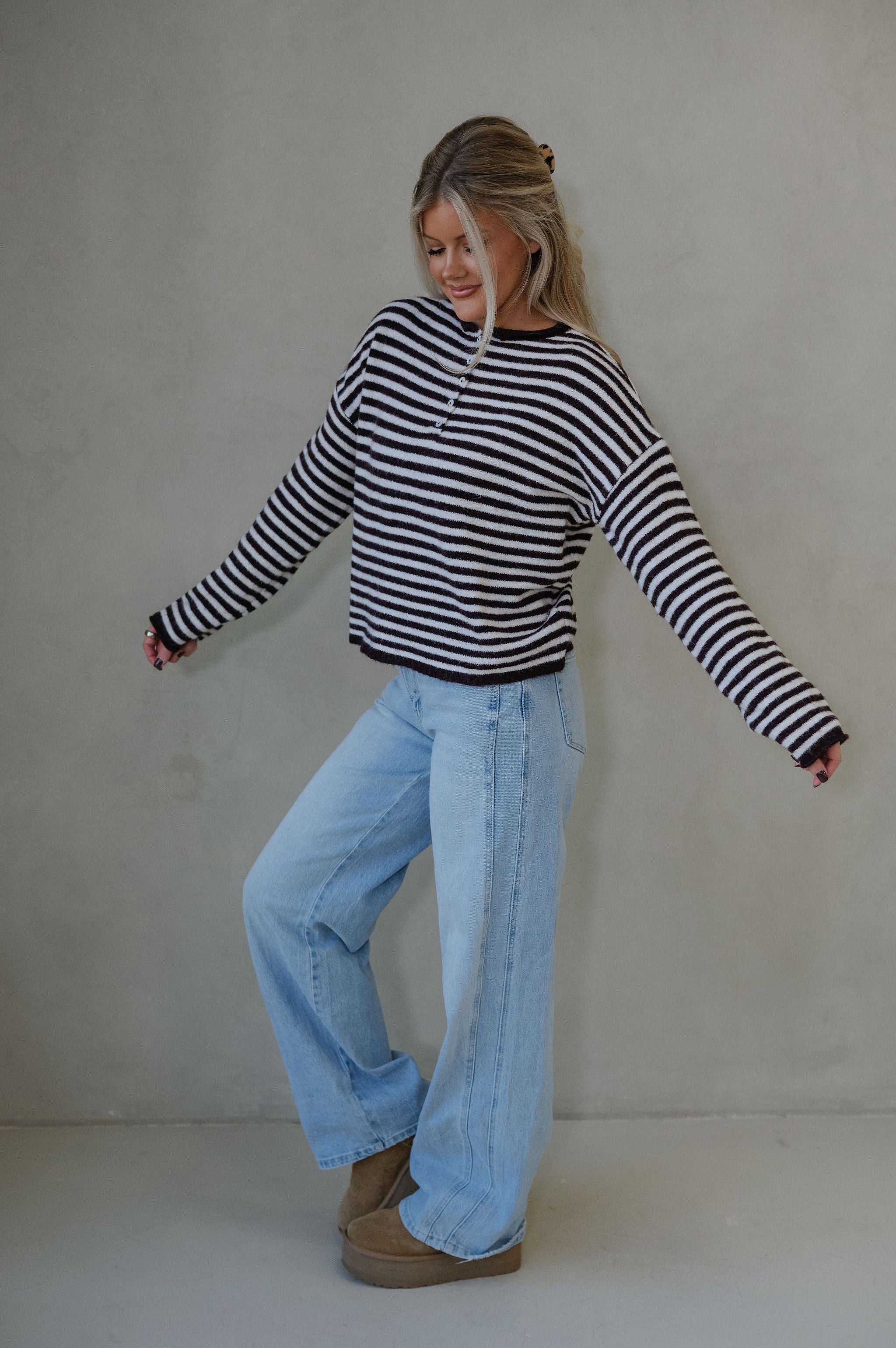 Baker Henley Sweater-Dark Wine