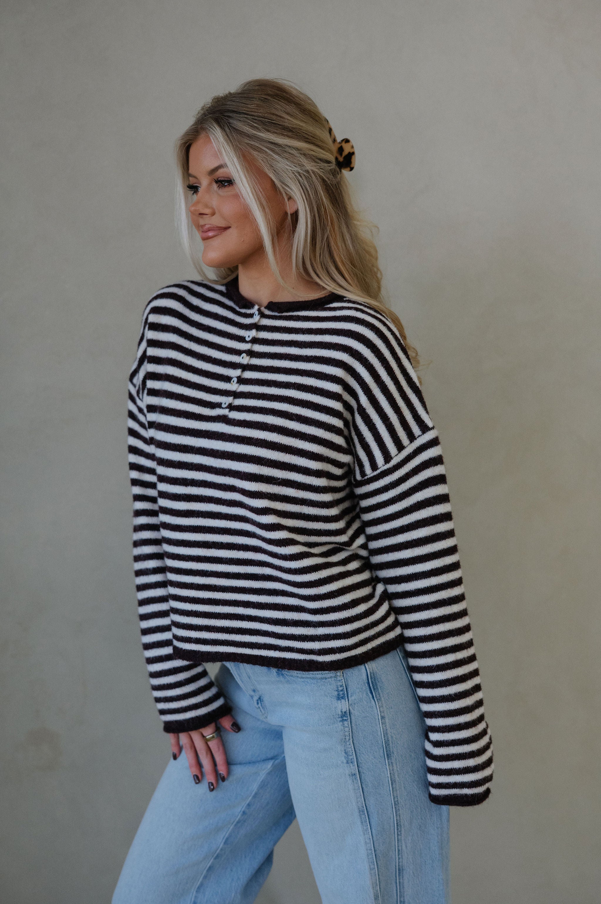 Baker Henley Sweater-Dark Wine