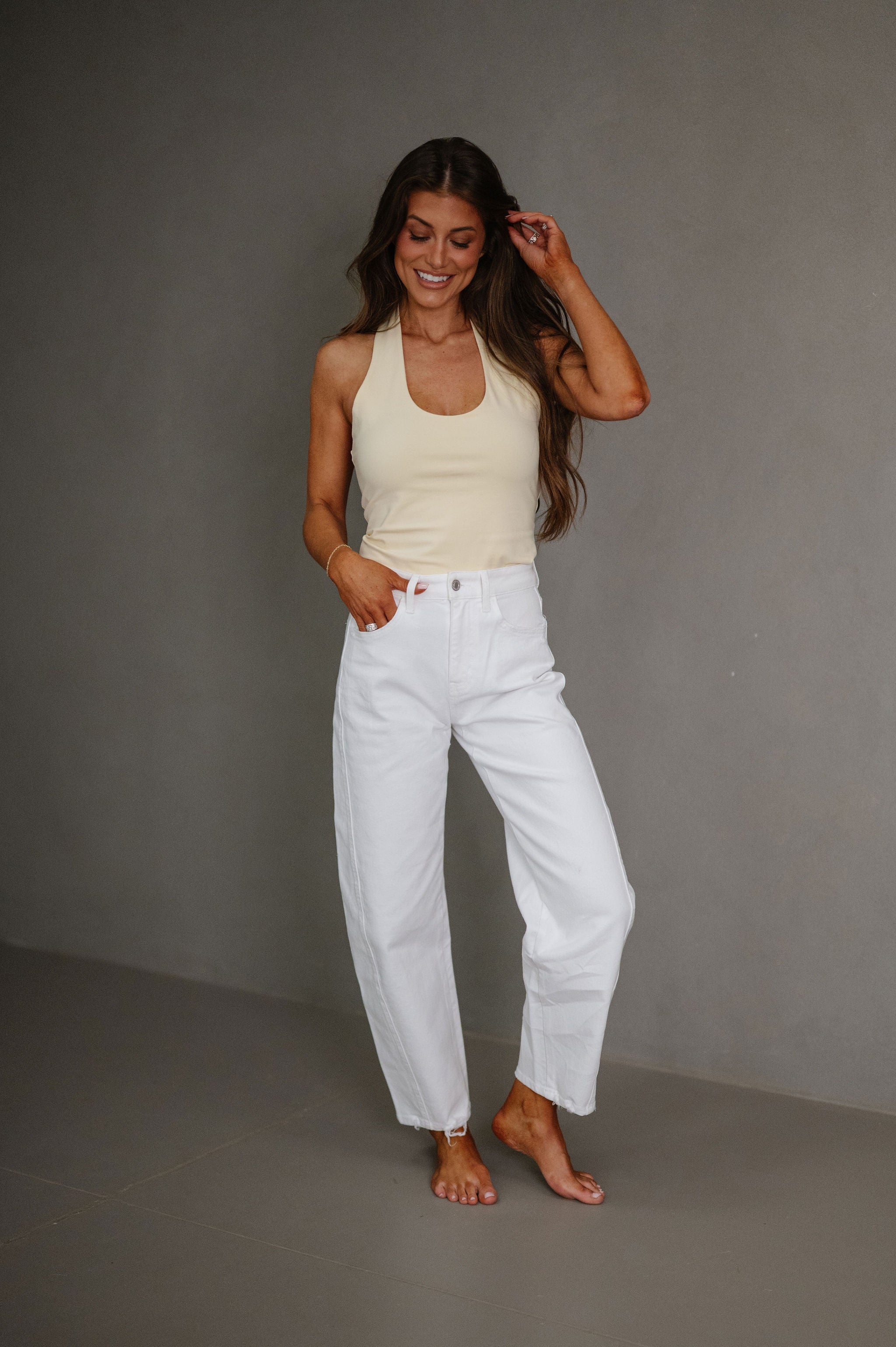 Double Lined Halter Neck Top-Light Yellow