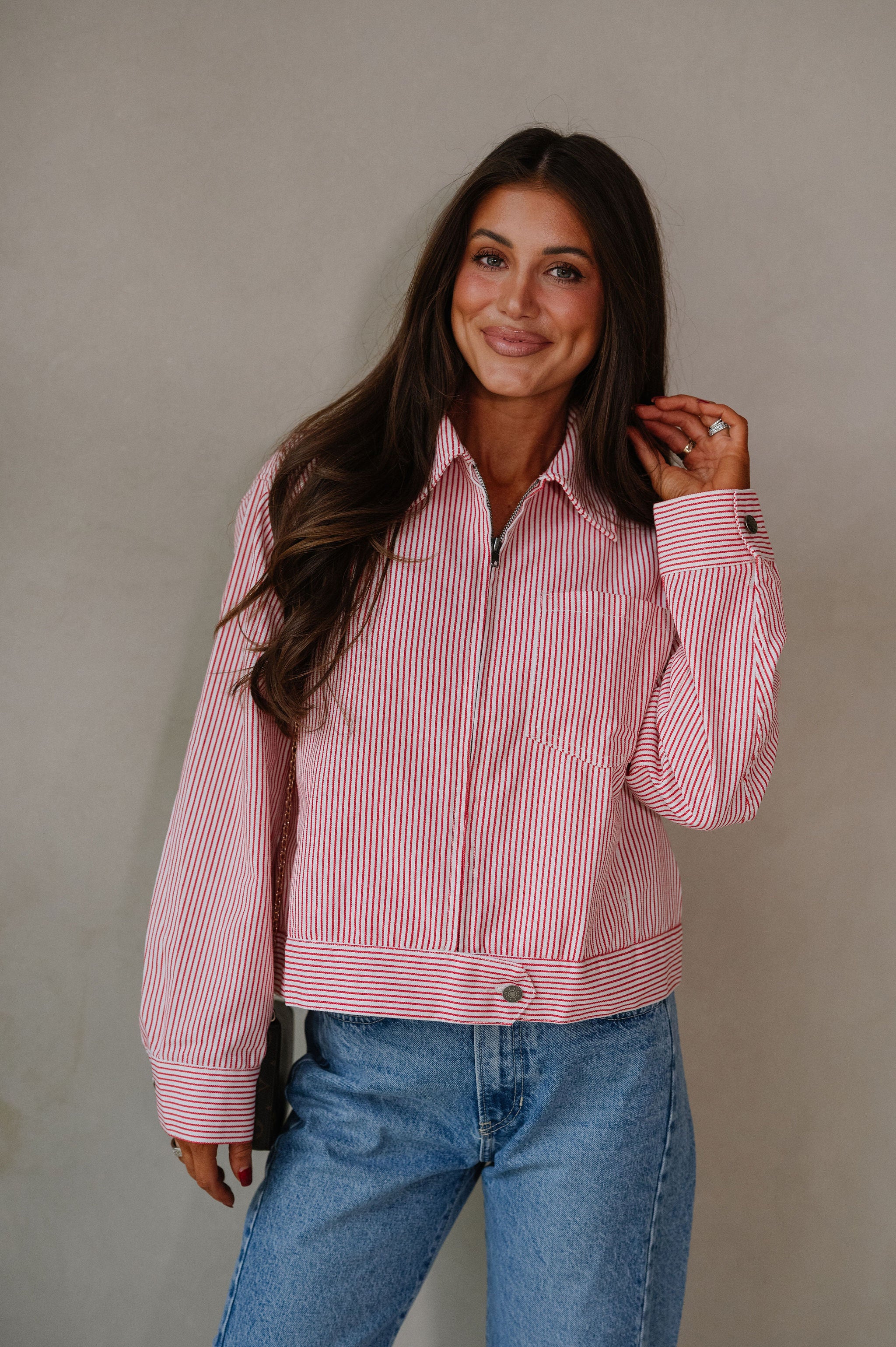Lake Patch Pocket Jacket-Cherry Red
