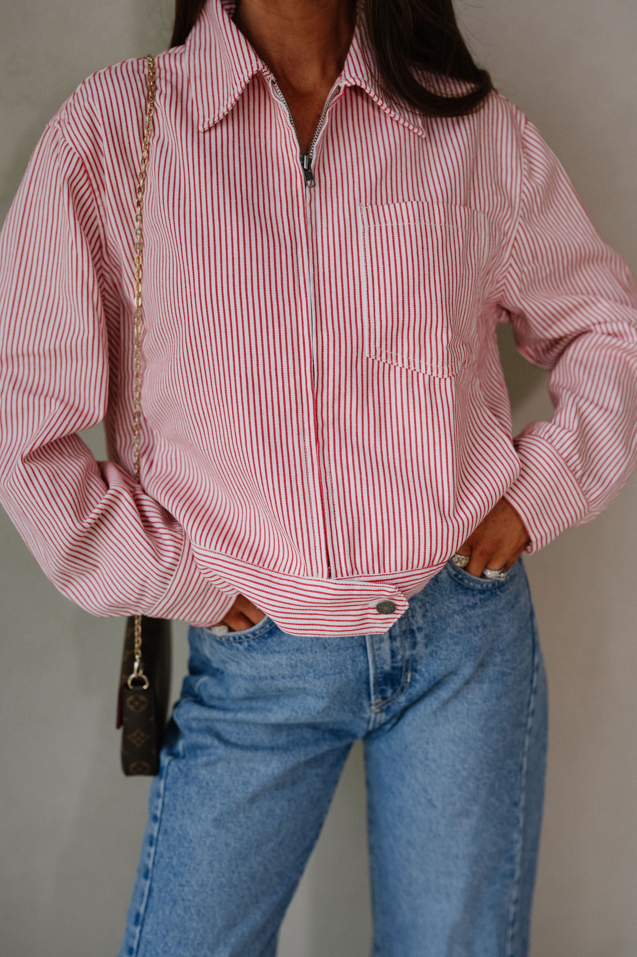 Lake Patch Pocket Jacket-Cherry Red