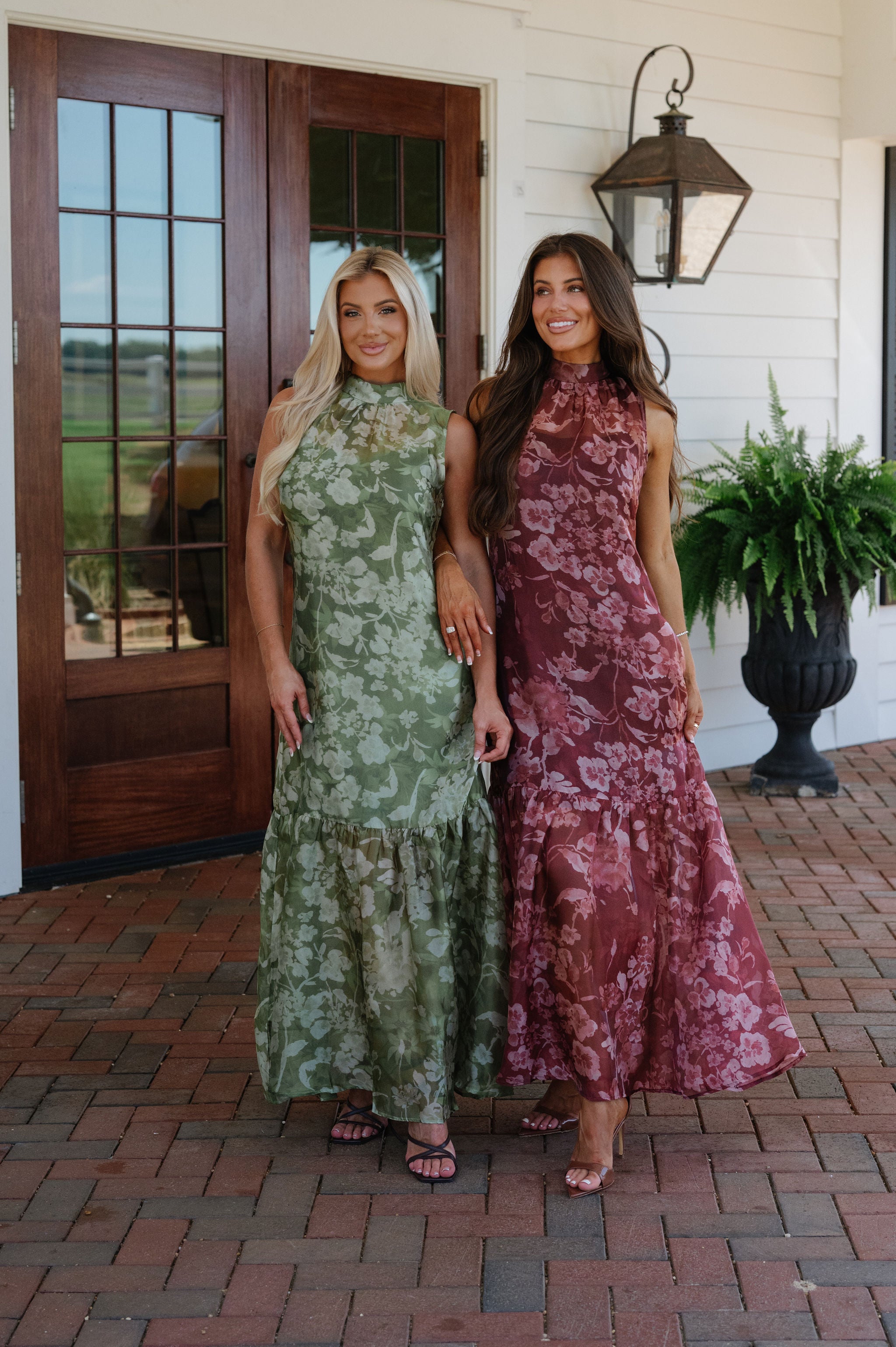 Margot Mock Neck Maxi Dress-Burnt Burgundy