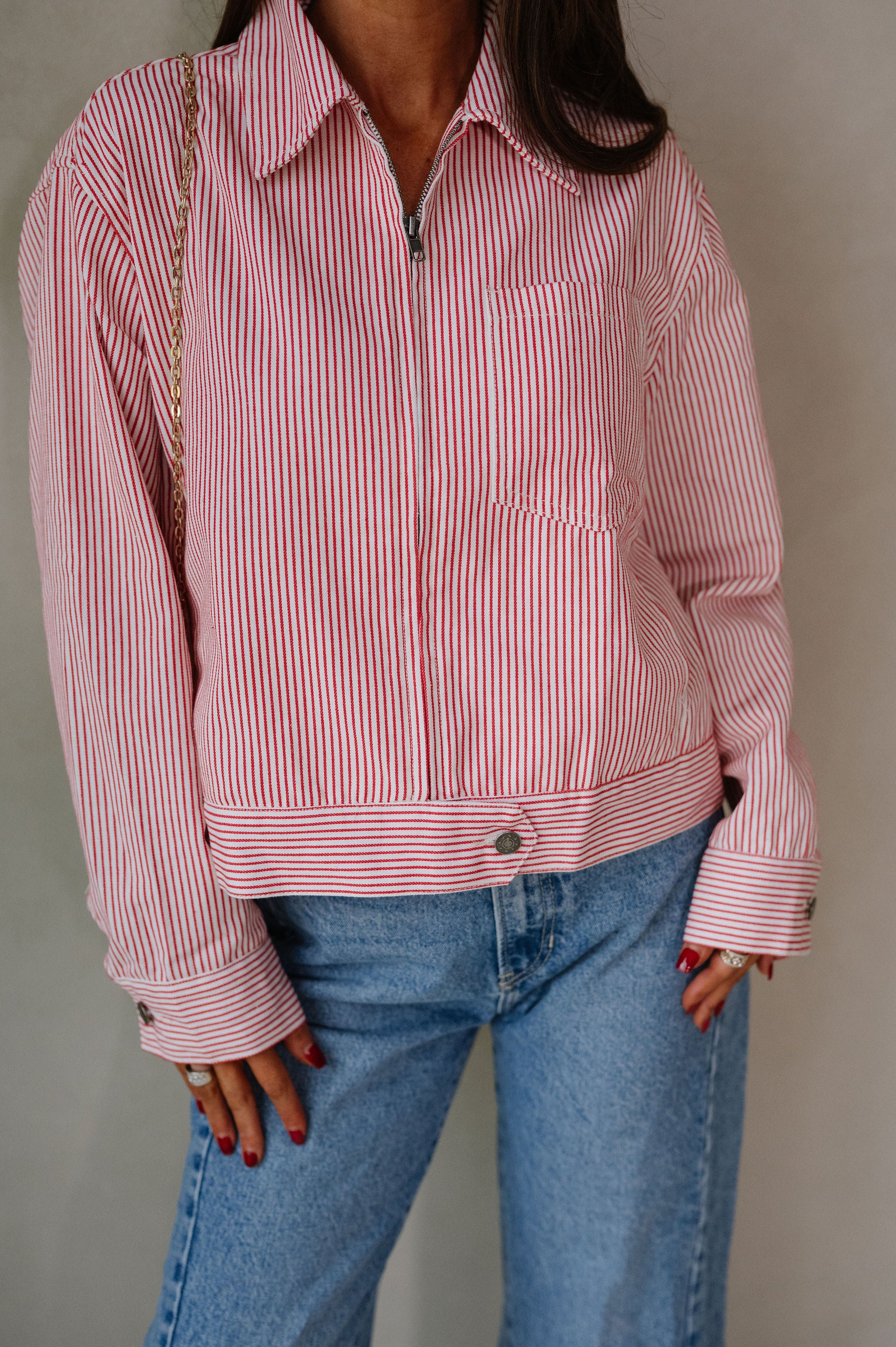 Lake Patch Pocket Jacket-Cherry Red