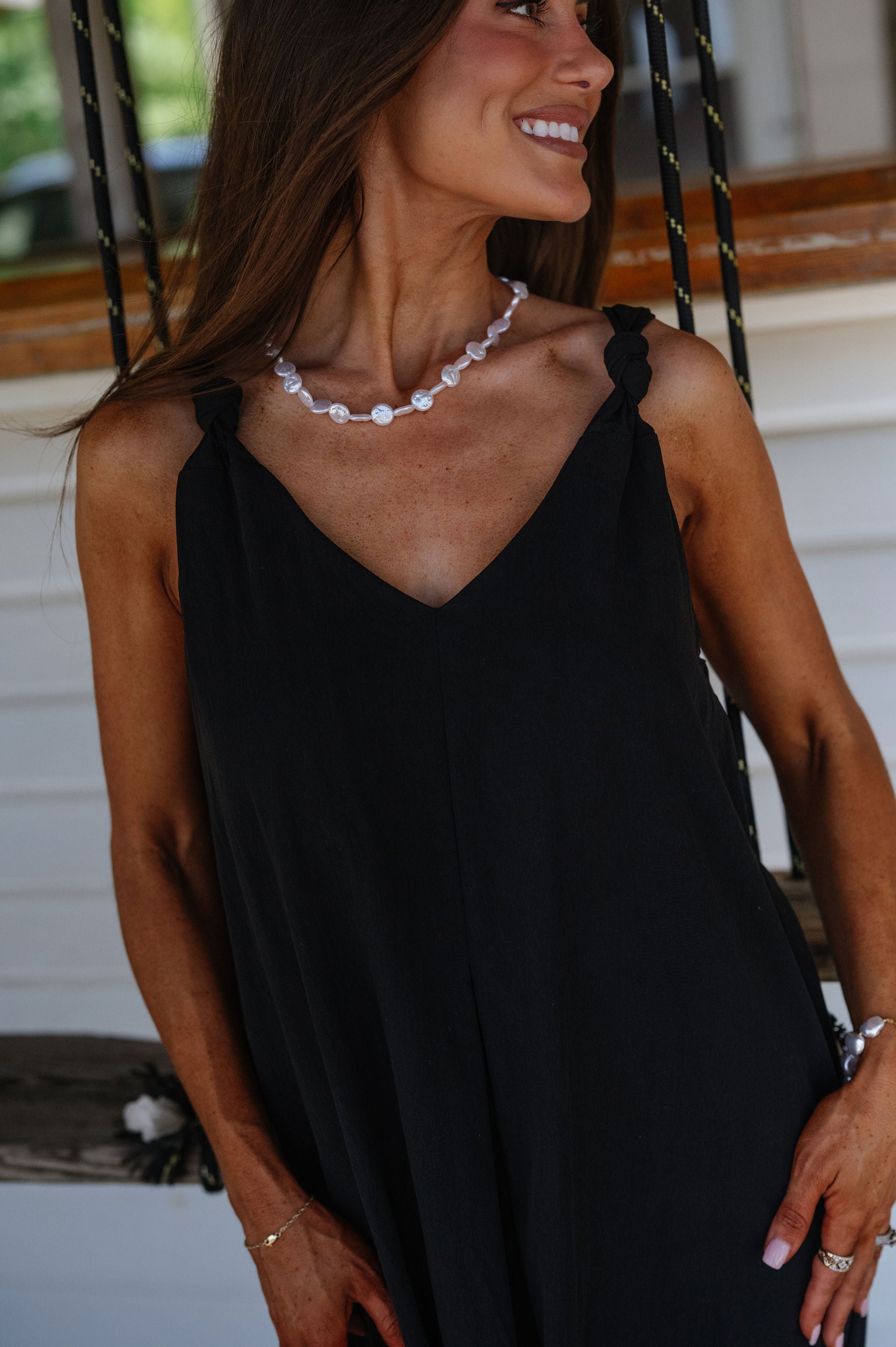 Effortless Knot-Strap Dress-Black