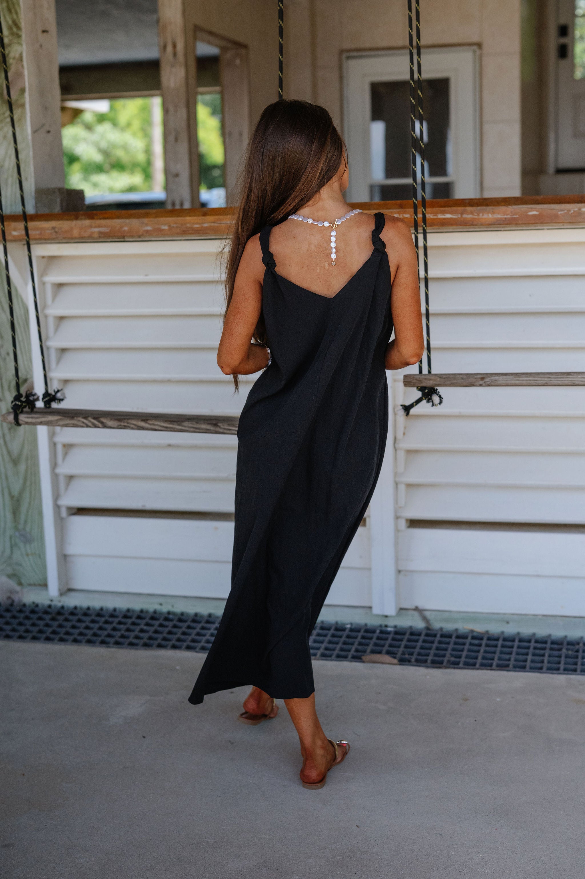 Effortless Knot-Strap Dress-Black